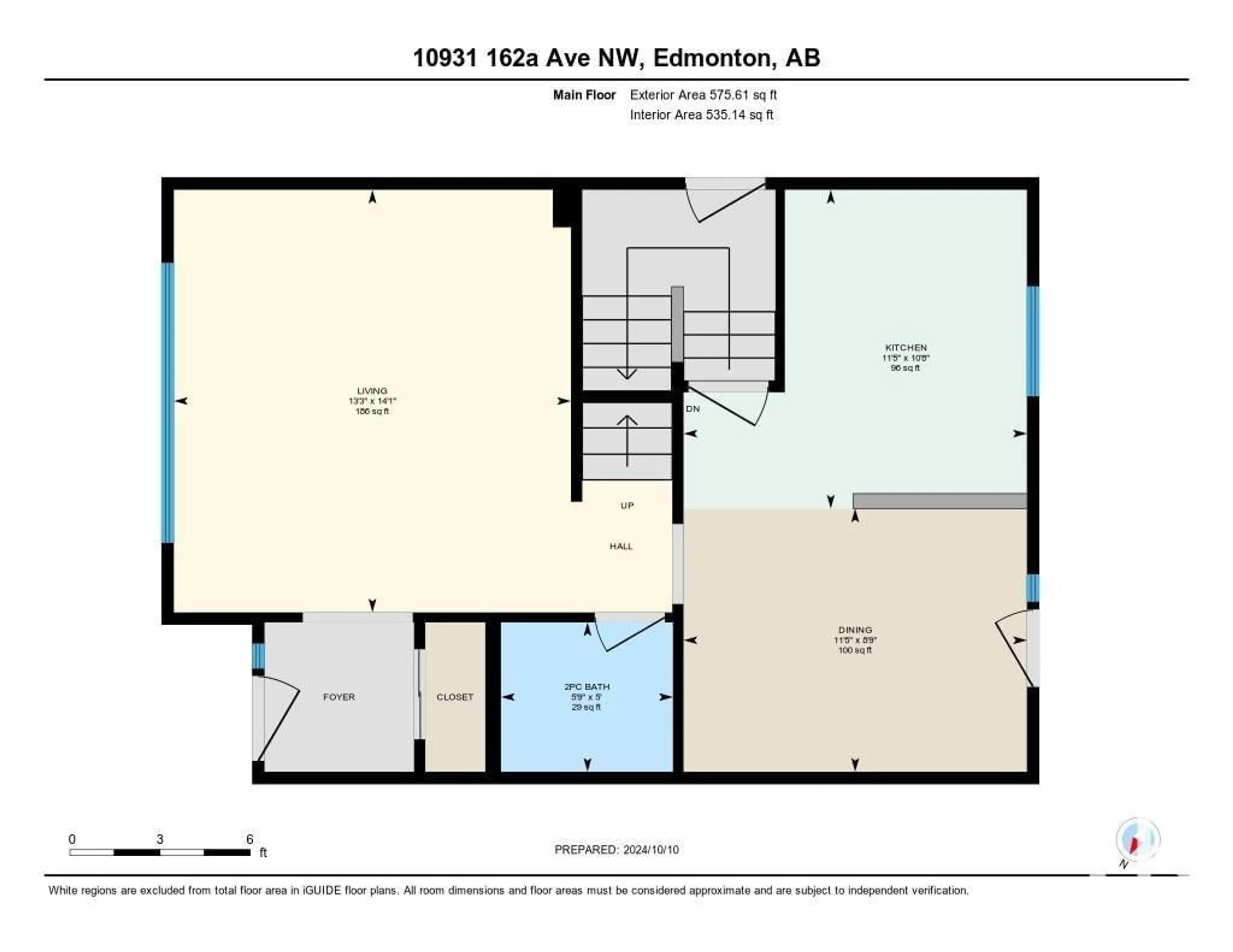 Floor plan for 10931 162A AV NW, Edmonton Alberta T5X1Z8