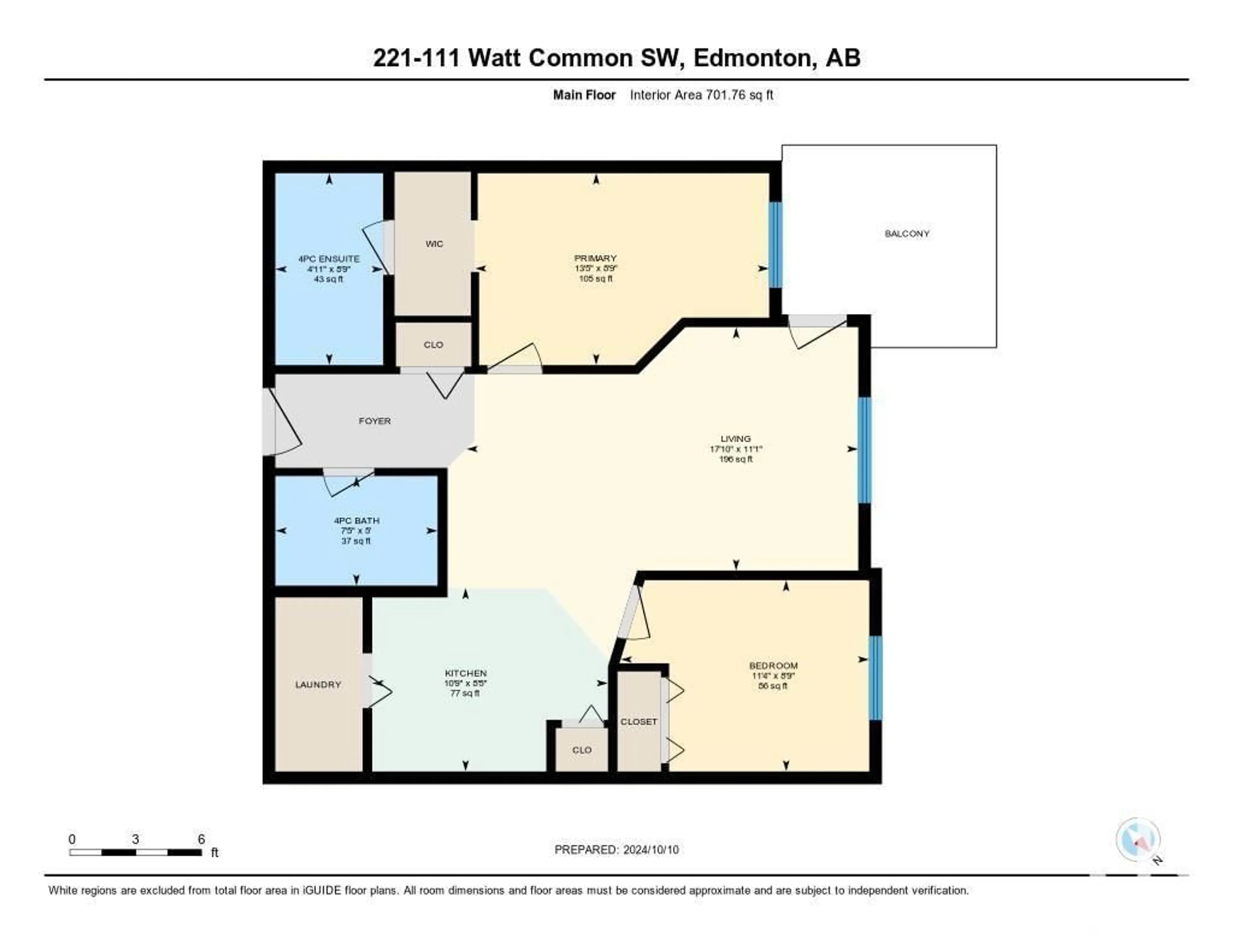 Floor plan for #221 111 WATT CM SW, Edmonton Alberta T6X2C6