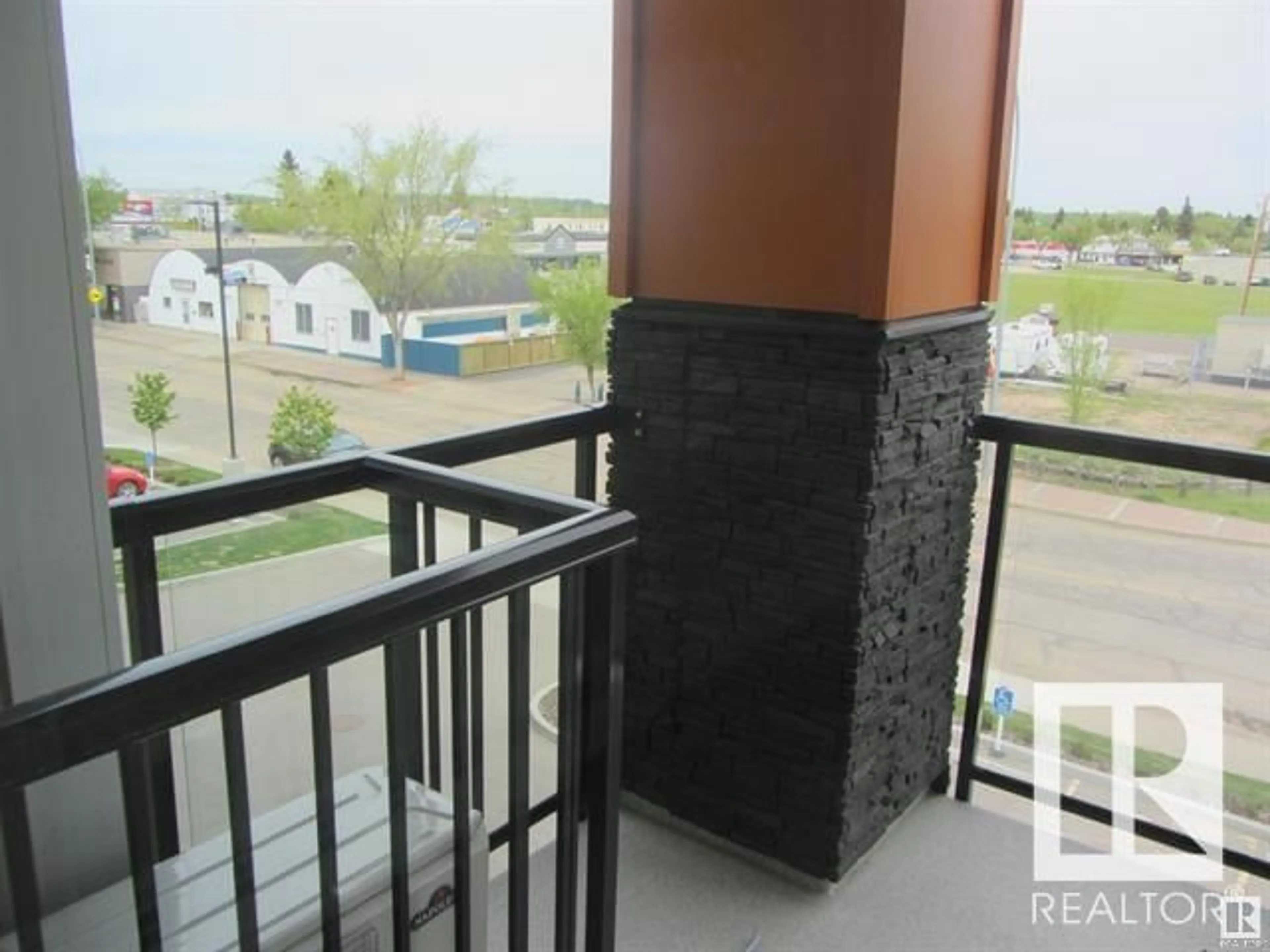 Balcony in the apartment, the street view for #307 17 COLUMBIA AV W, Devon Alberta T9G1Y7