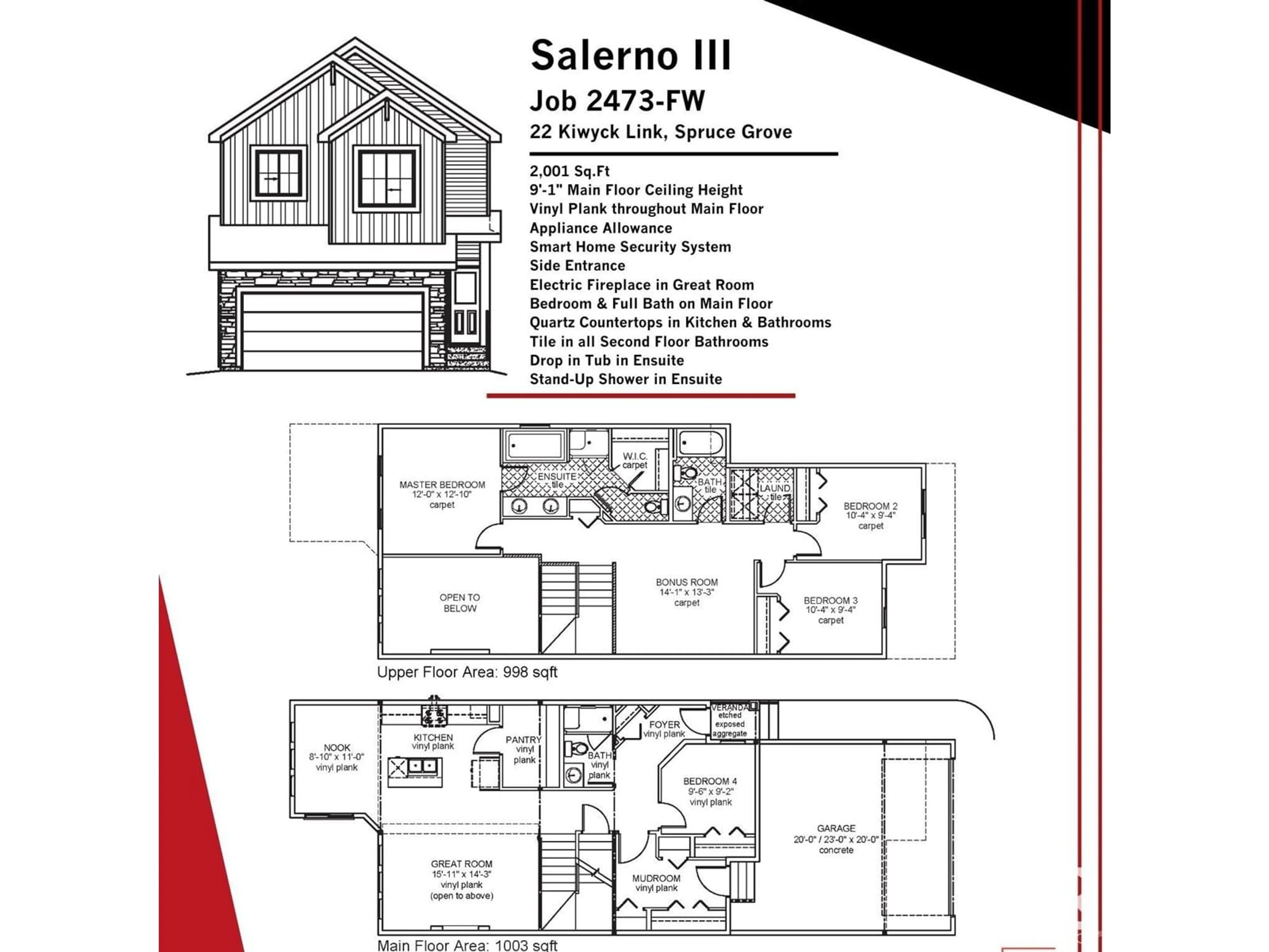 Floor plan for 22 KIWYCK LI, Spruce Grove Alberta T7X3G7