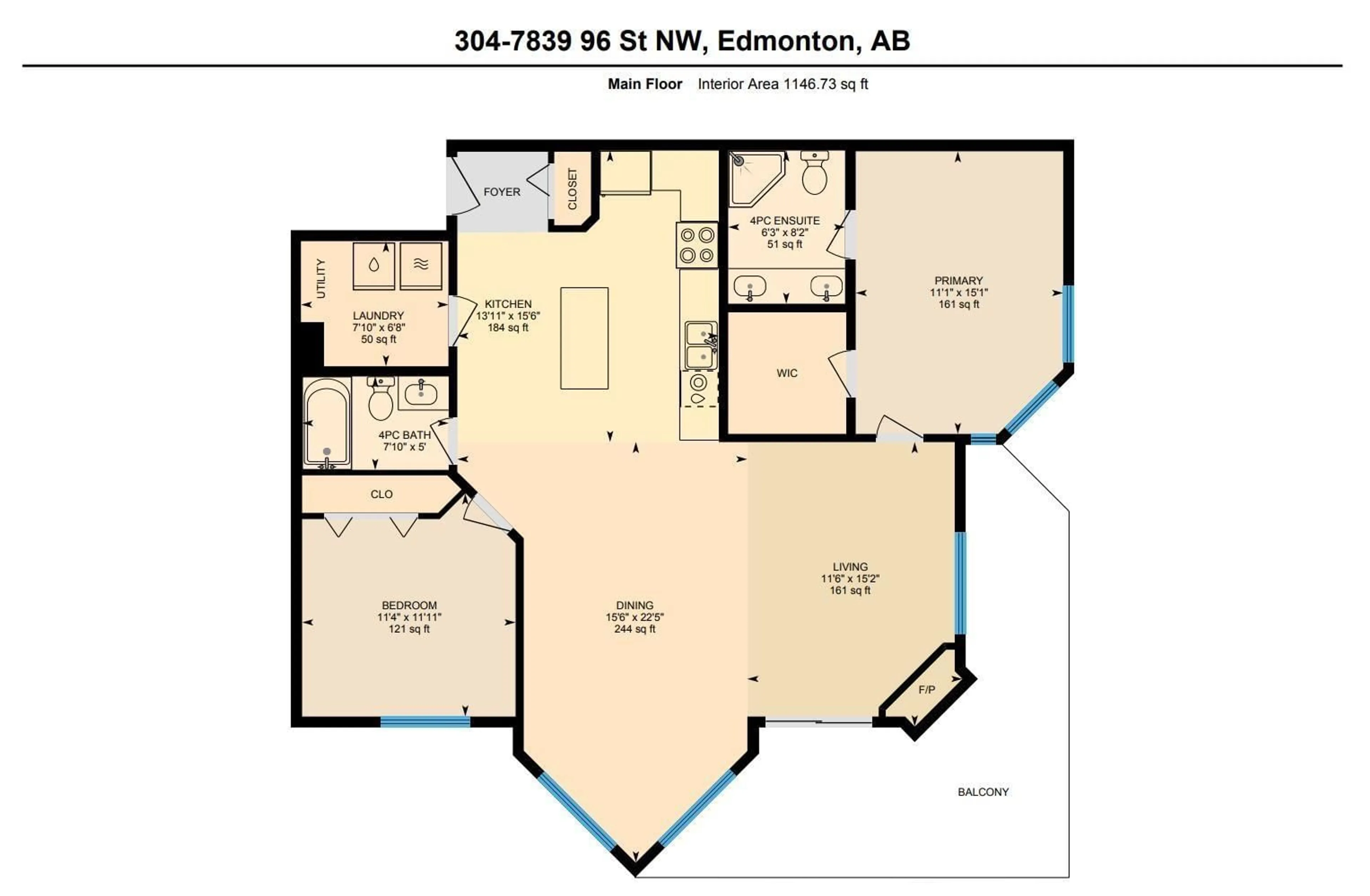 Floor plan for #304 7839 96 ST NW, Edmonton Alberta T6C4R4