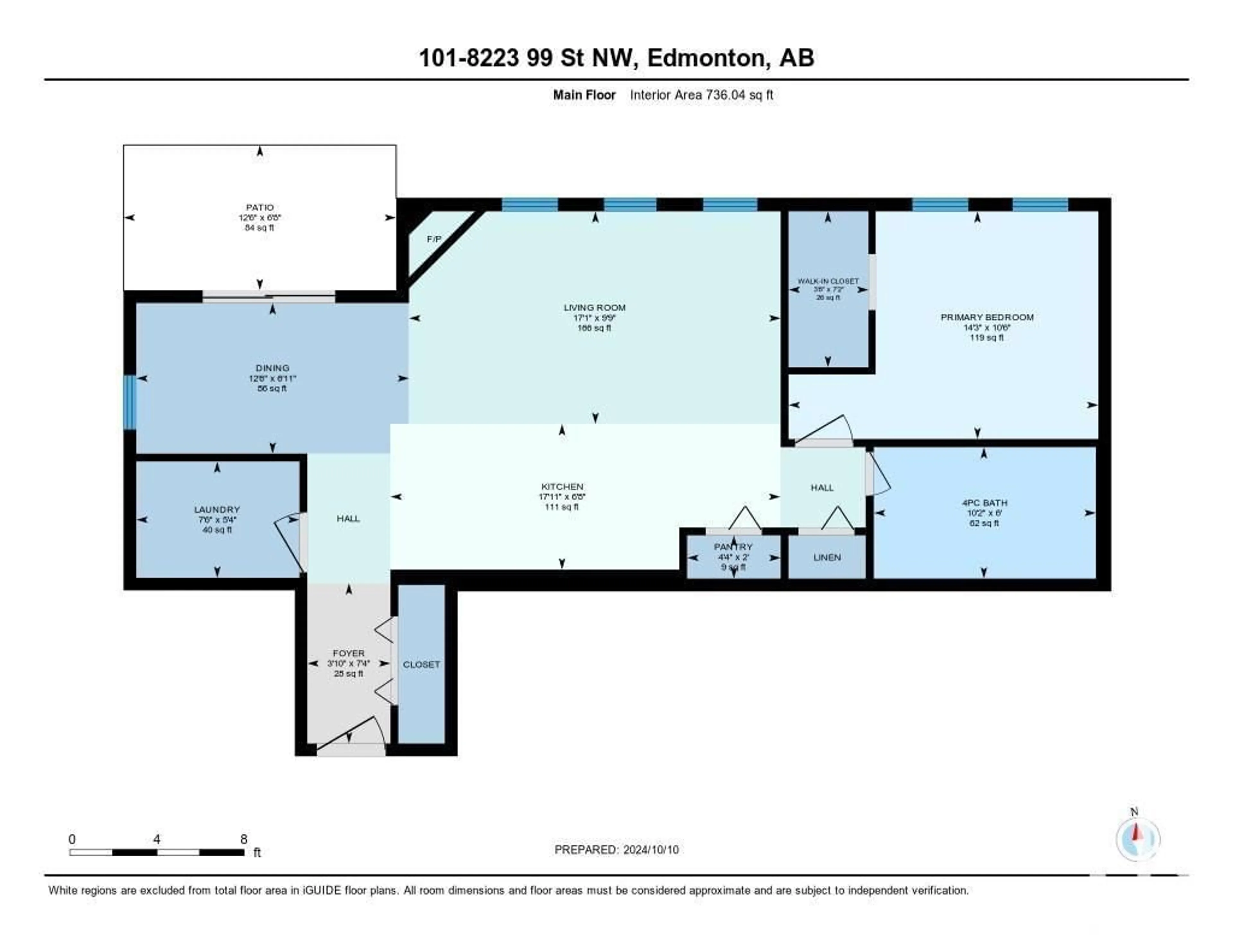 Floor plan for #101 8223 99 ST NW, Edmonton Alberta T6E3T1