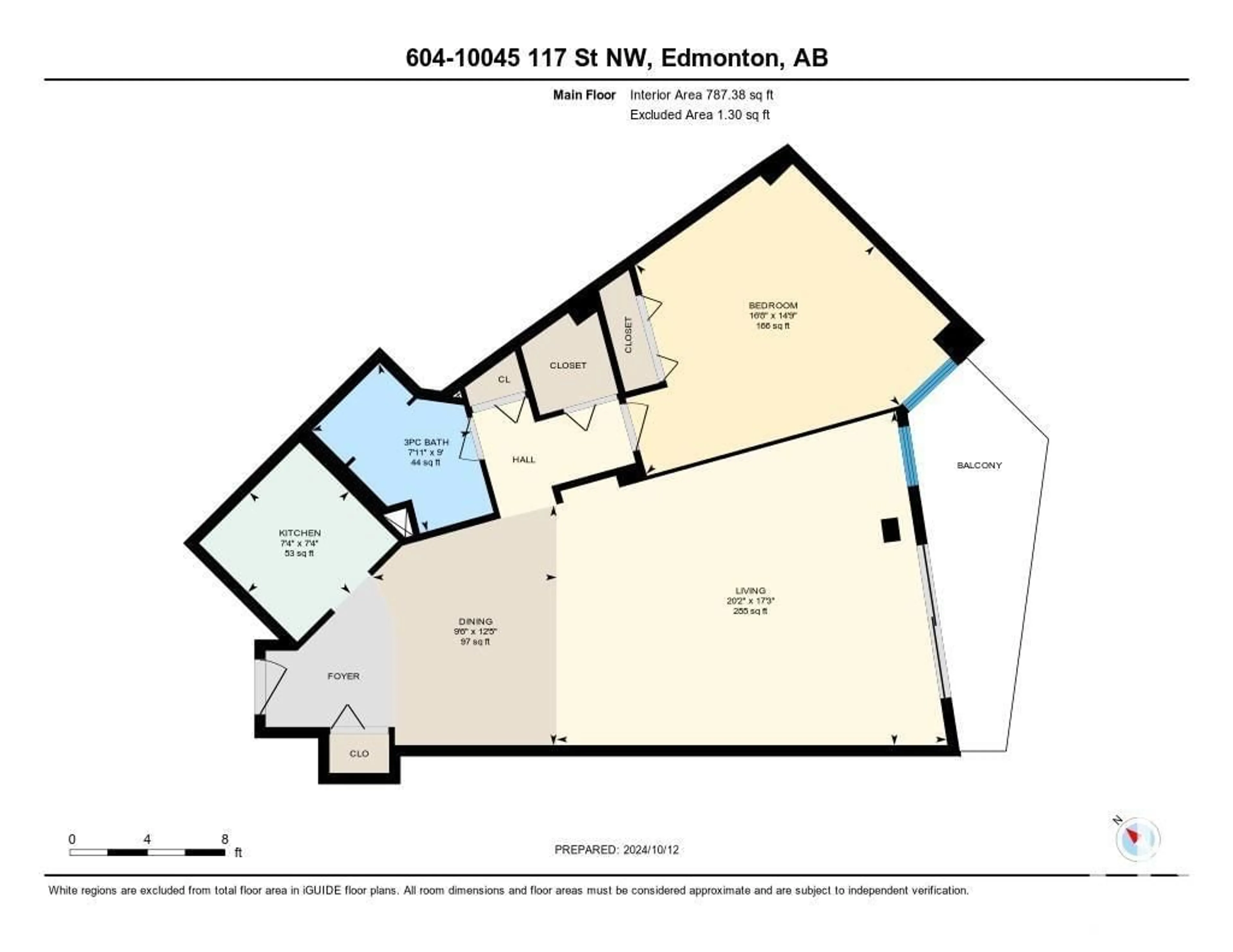 Floor plan for #604 10045 117 ST NW, Edmonton Alberta T5K1W8