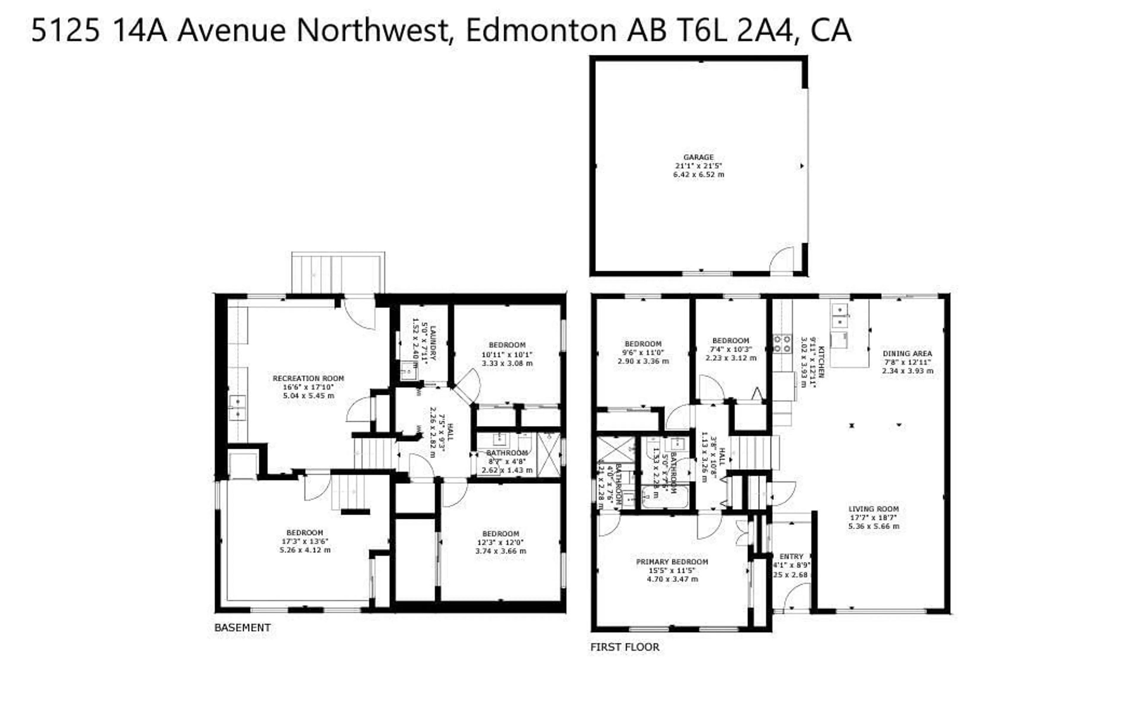 Floor plan for 5125 14A AV NW, Edmonton Alberta T6L2A4