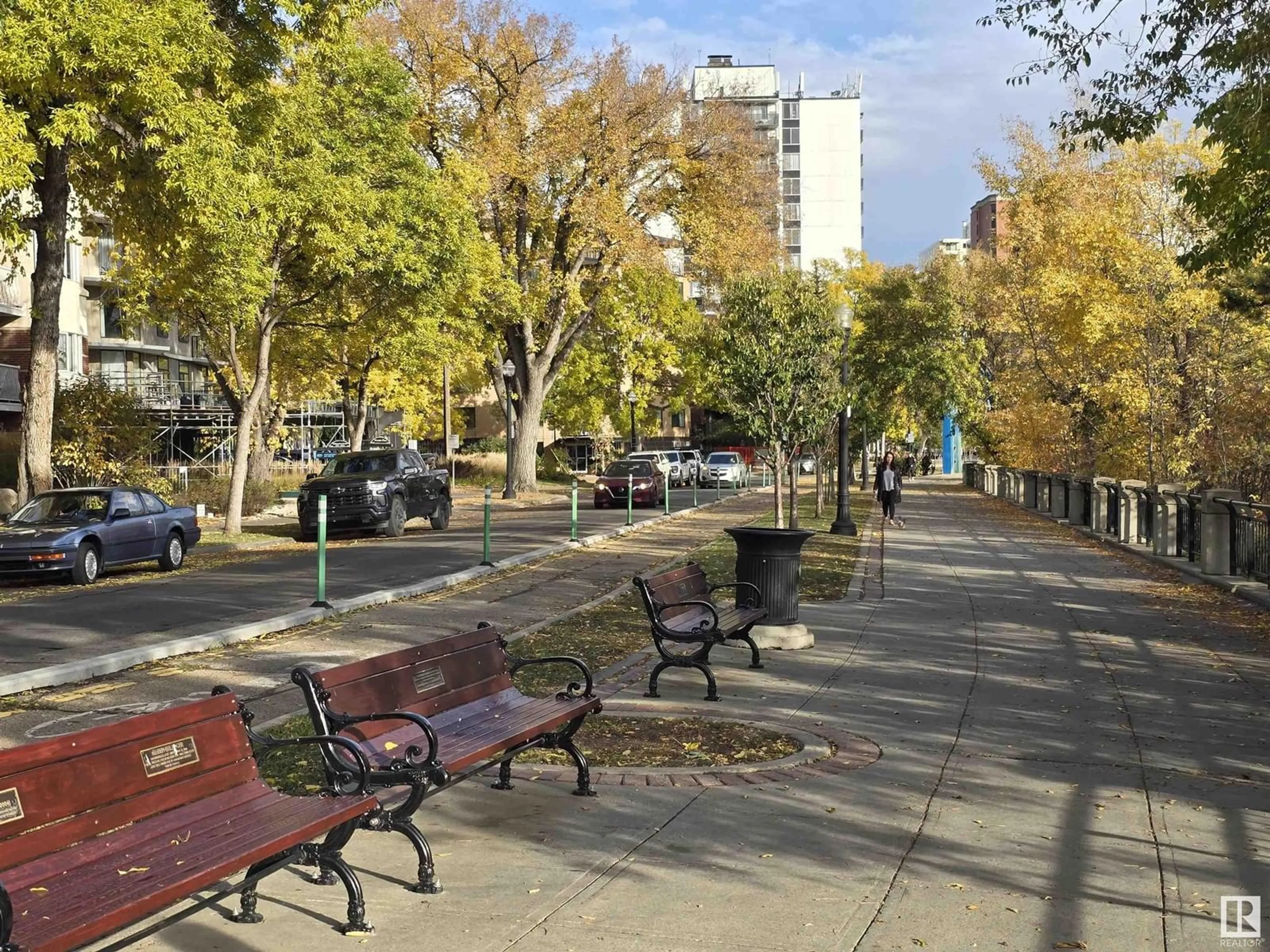 Patio, the street view for #704 11710 100 AV NW, Edmonton Alberta T5K2G3