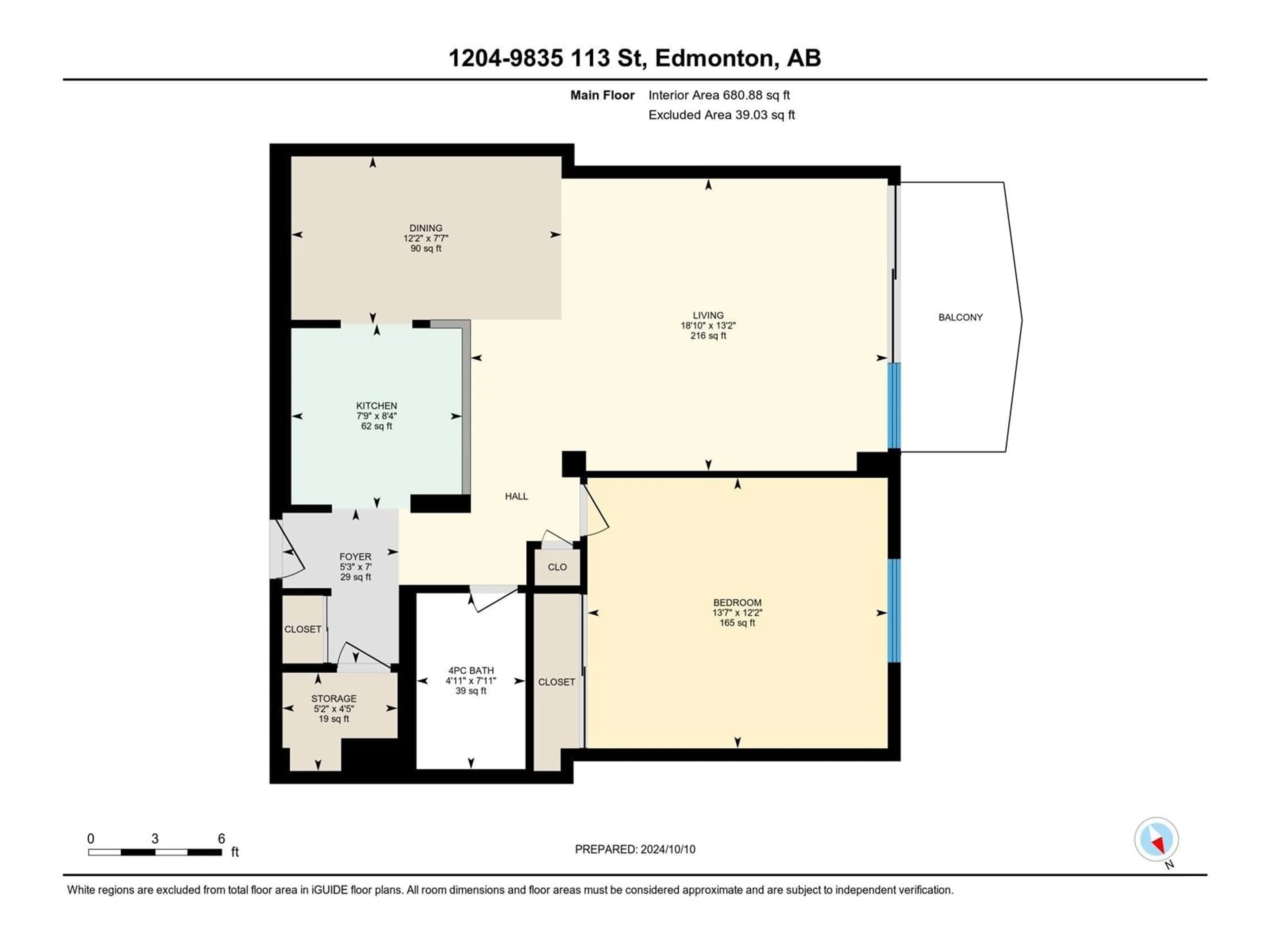 Floor plan for #1204 9835 113 ST NW, Edmonton Alberta T5K1N4