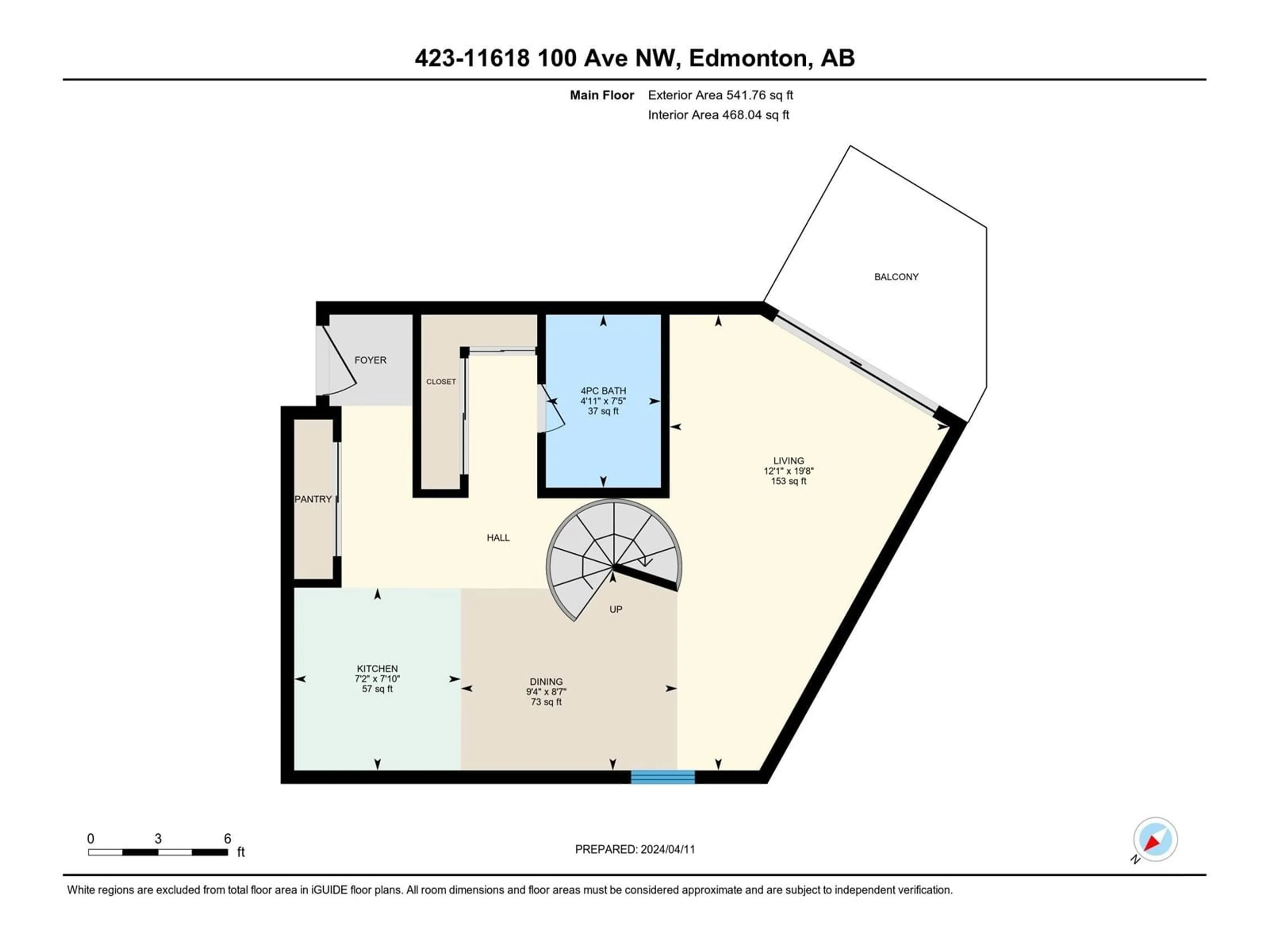 Floor plan for #423 11618 100 AV NW, Edmonton Alberta T5K0J9