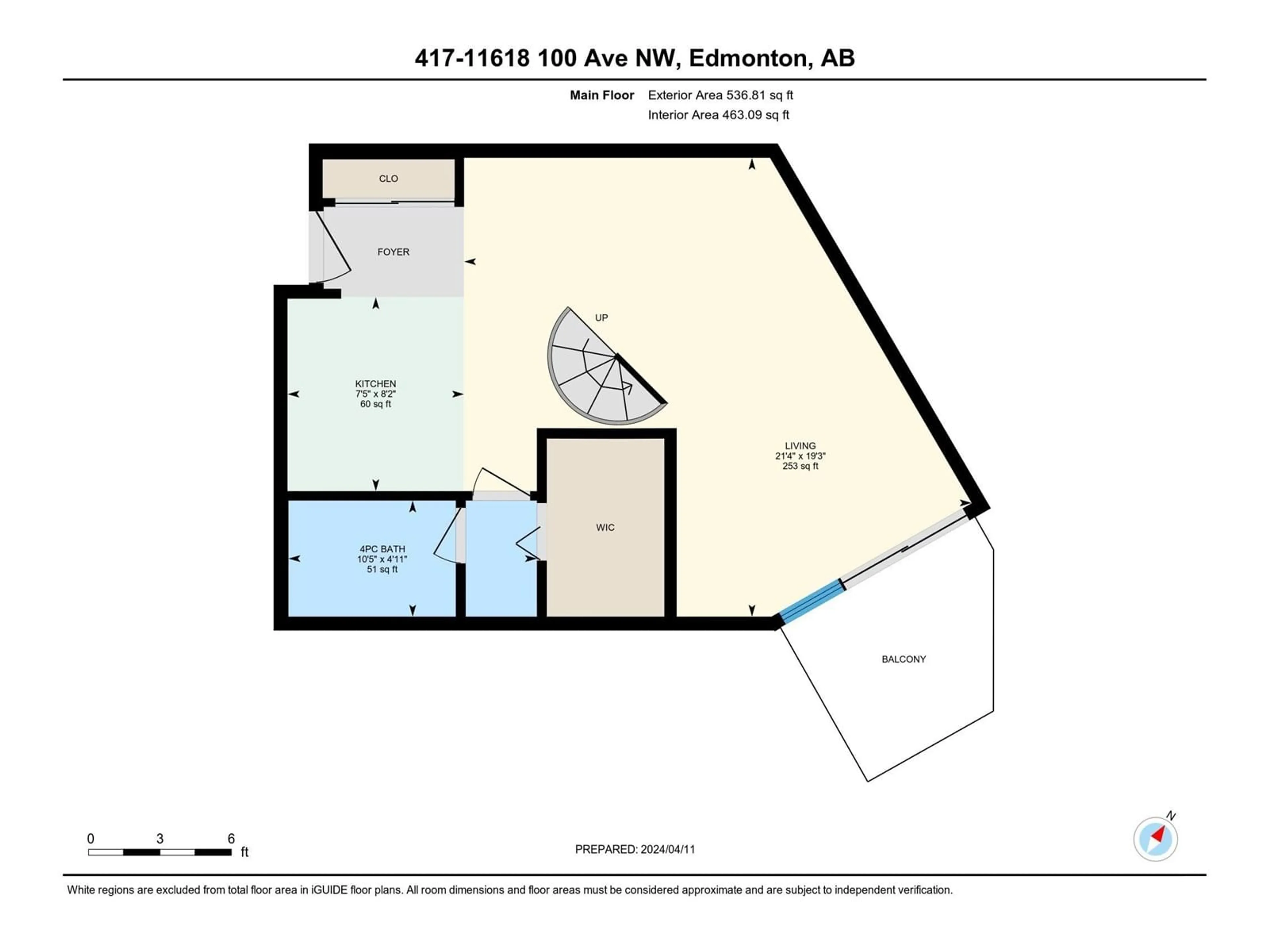 Floor plan for #417 11618 100 AV NW, Edmonton Alberta T5K0J9