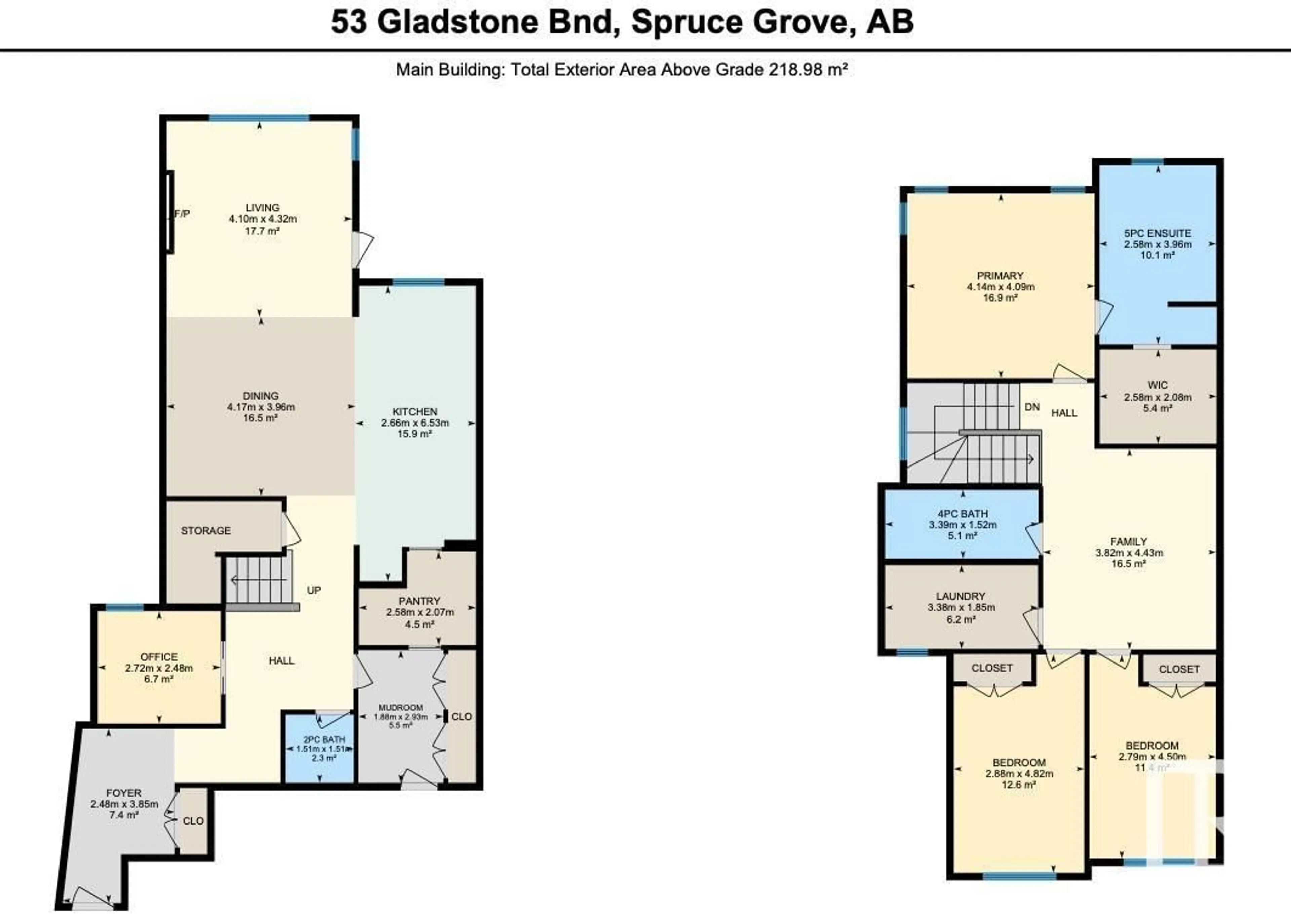 Floor plan for 53 GLADSTONE BN, Spruce Grove Alberta T7X0Z6