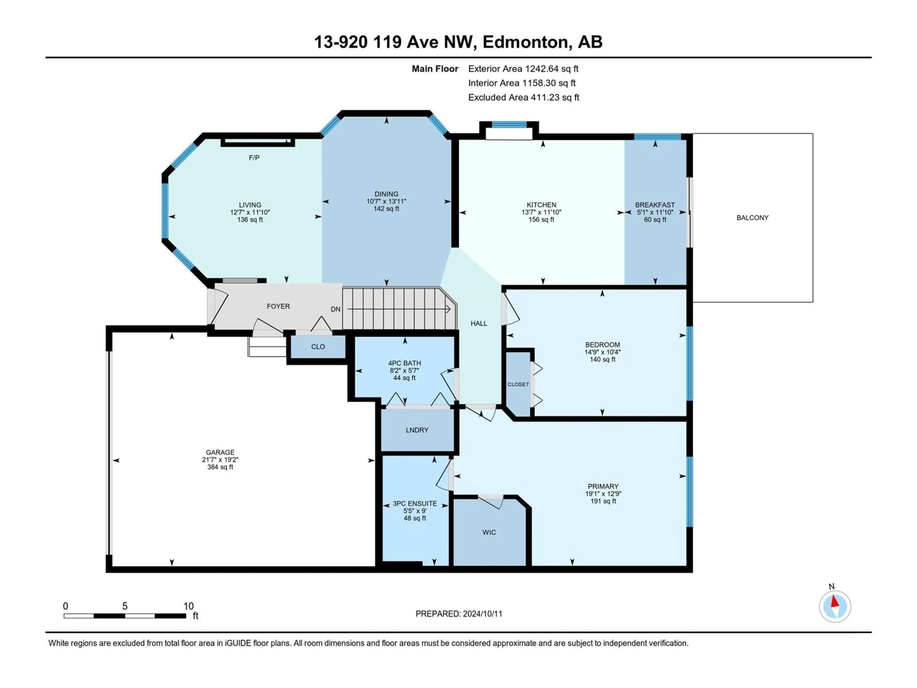 Floor plan for #13 920 119 ST NW, Edmonton Alberta T6J7H1