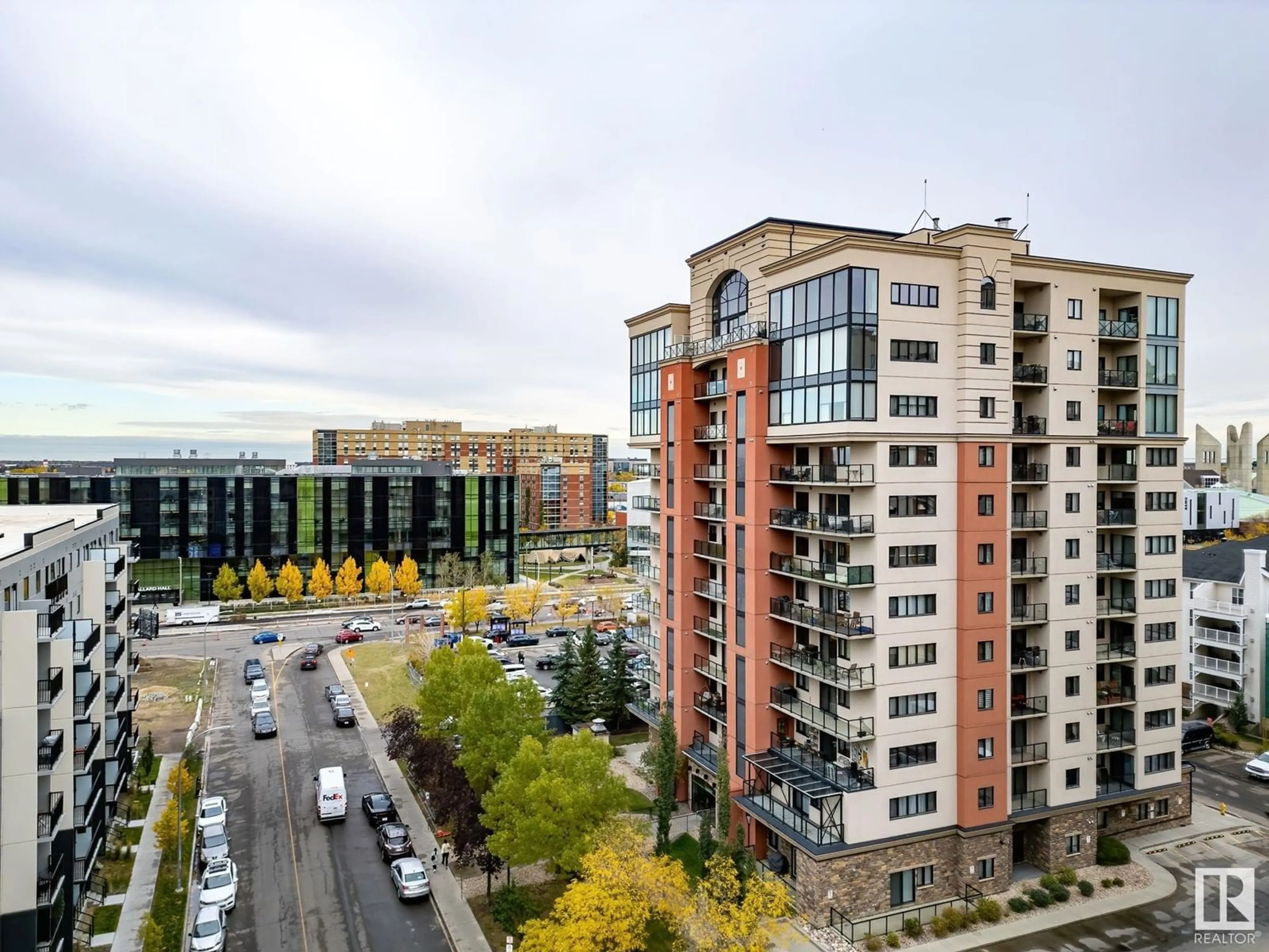 A pic from exterior of the house or condo, the view of city buildings for #504 10319 111 ST NW, Edmonton Alberta T5K0A2