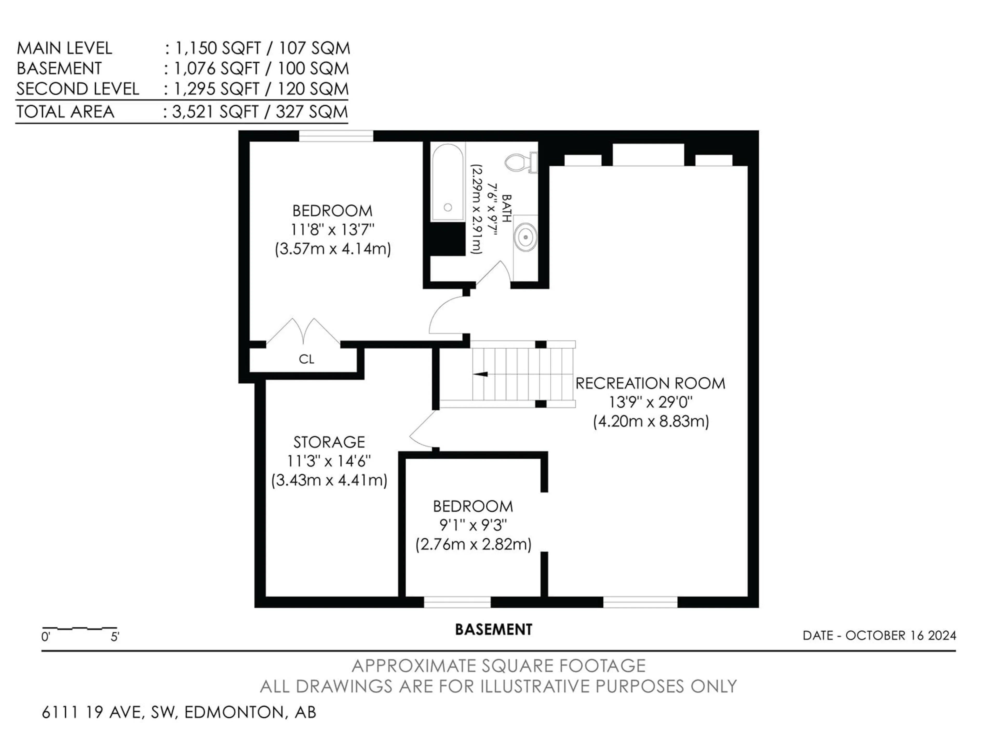 Floor plan for 6111 19 AV SW, Edmonton Alberta T6X2A4