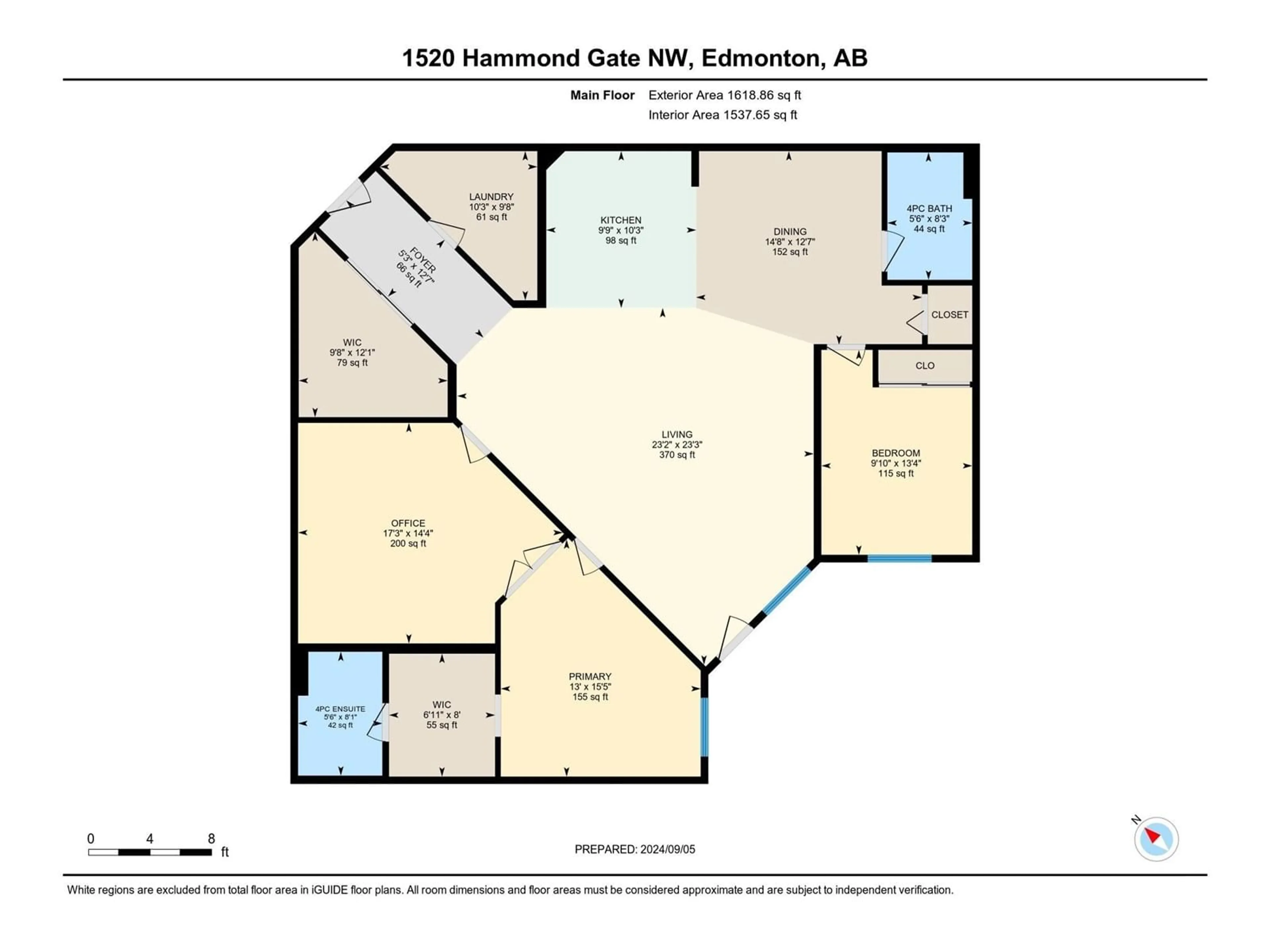 Floor plan for #230 1520 HAMMOND GATE GA NW, Edmonton Alberta T6M0J4