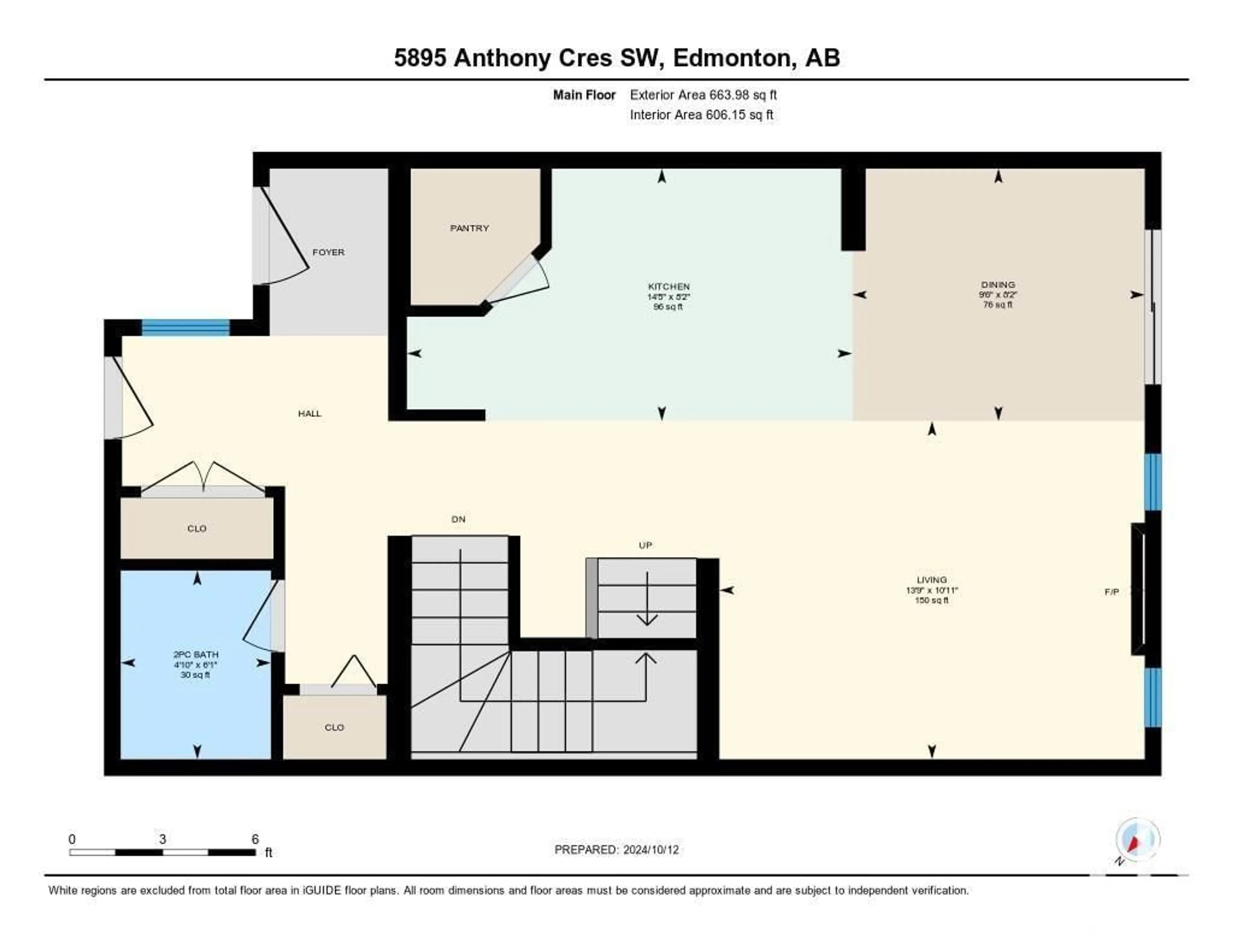 Floor plan for 5895 Anthony Crescent SW, Edmonton Alberta T6W3H4