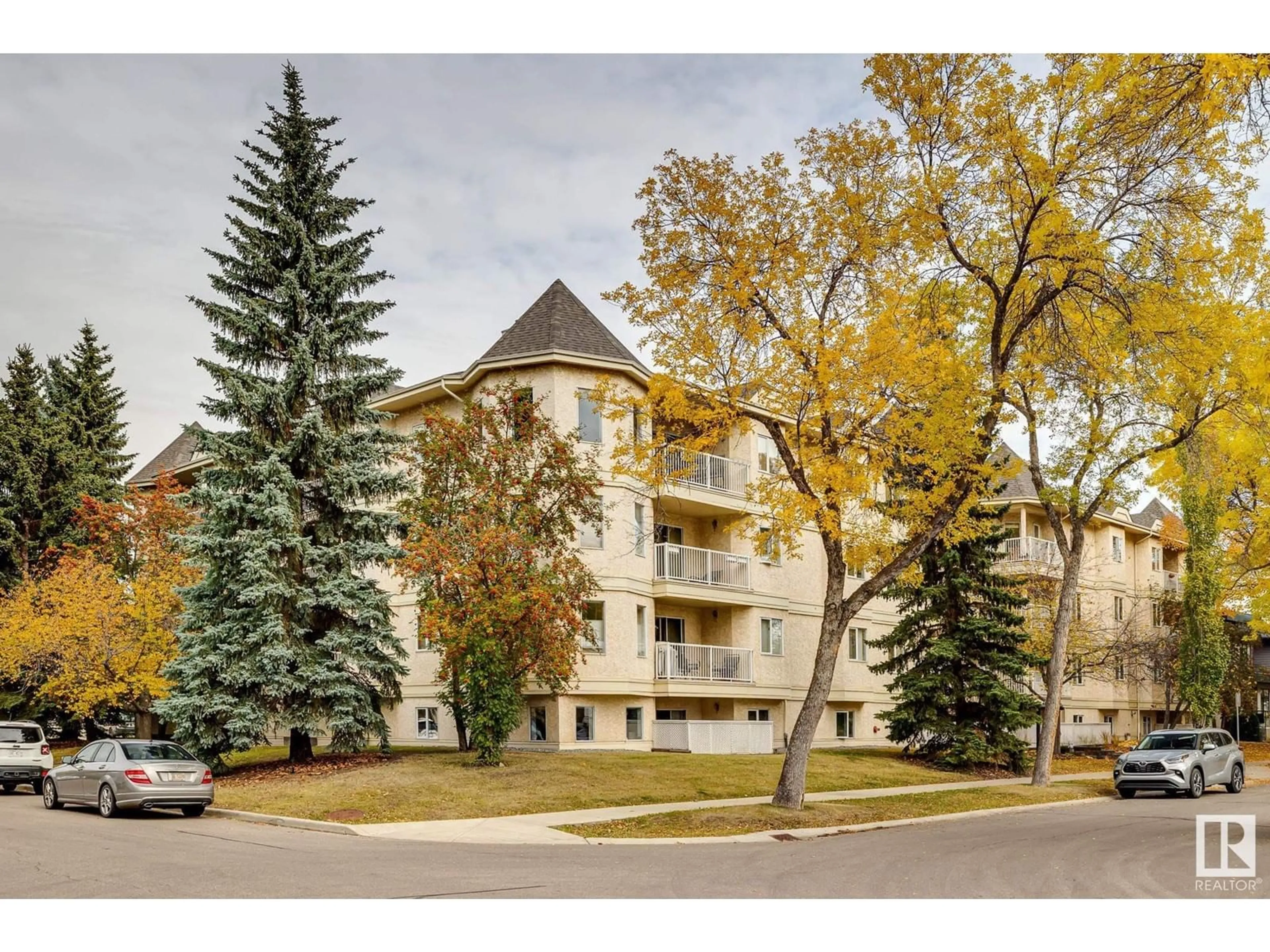 A pic from exterior of the house or condo, the street view for #205 9138 83 AV NW, Edmonton Alberta T6C1B7