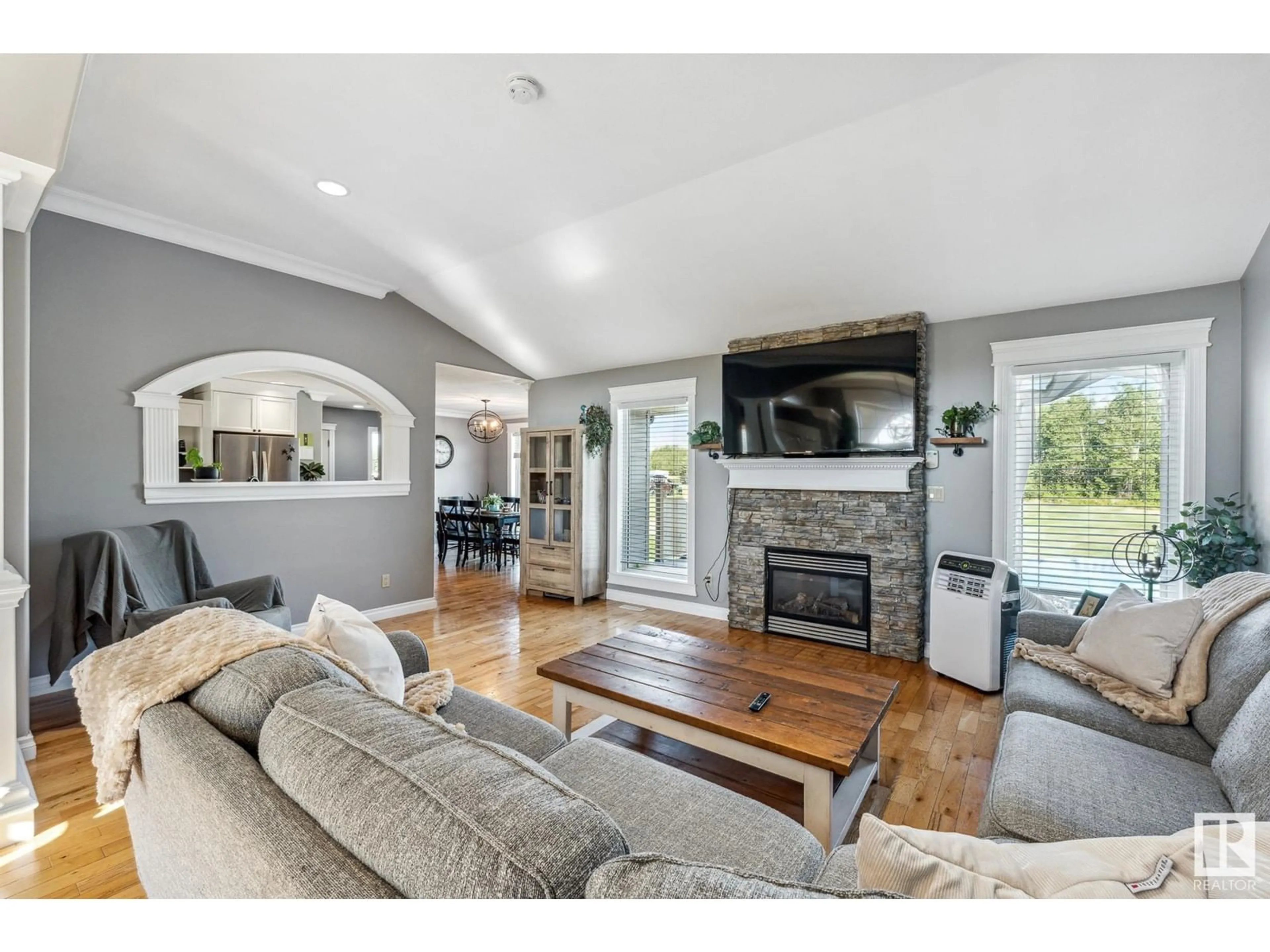 Living room, wood floors for 54 20508 Township Road 502, Rural Beaver County Alberta T0B4J2