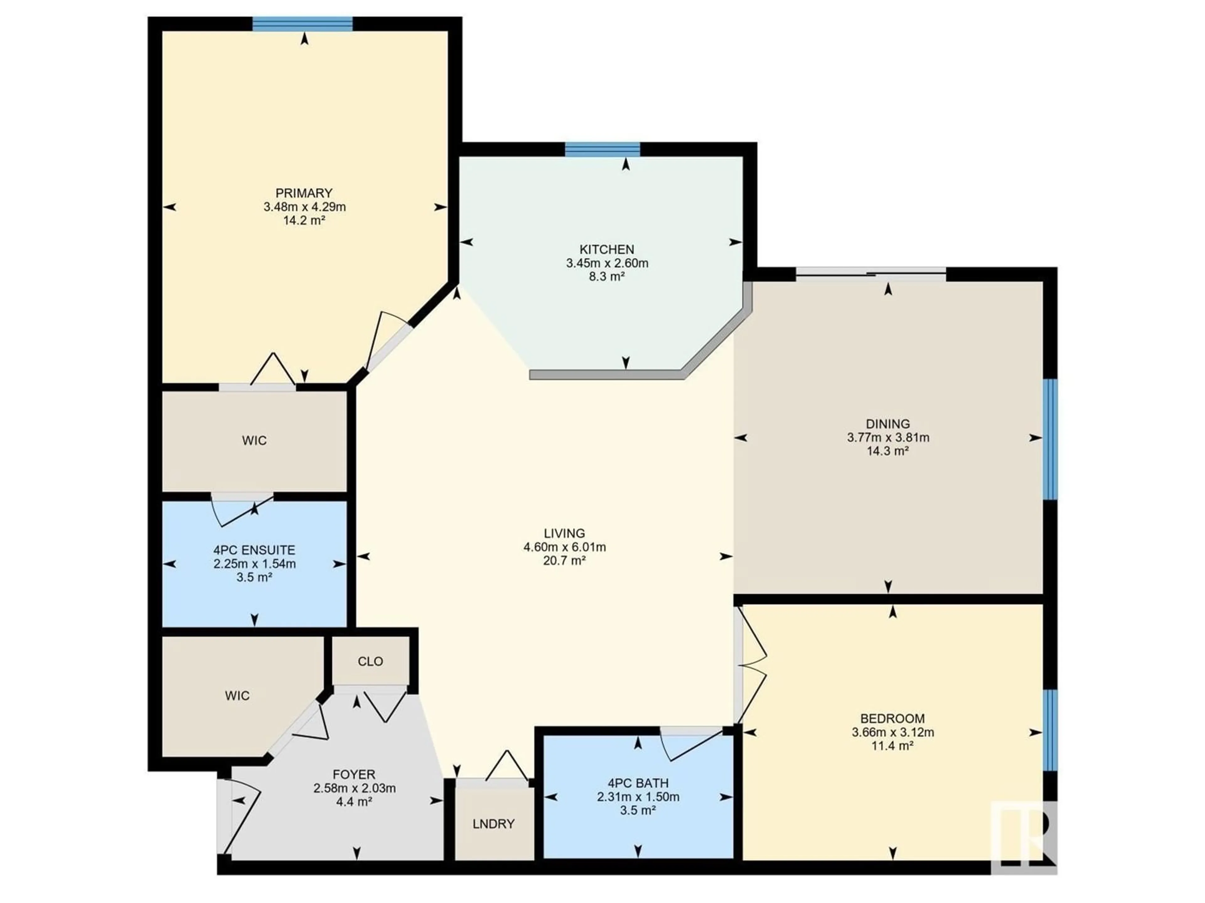 Floor plan for #2116 11214 80 ST NW, Edmonton Alberta T5B4X5