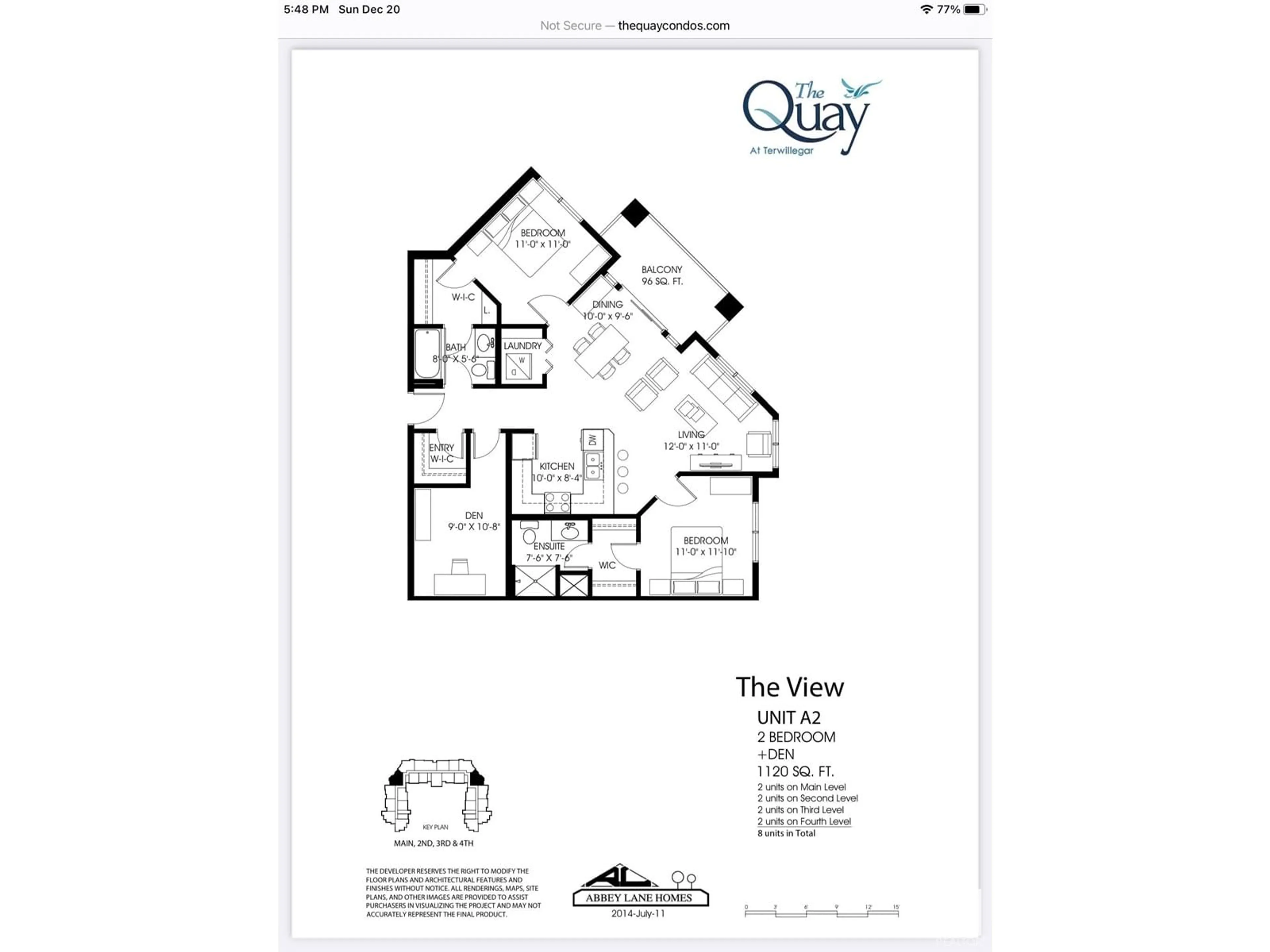 Floor plan for #409 7021 SOUTH TERWILLEGAR DR NW, Edmonton Alberta T6R0W5