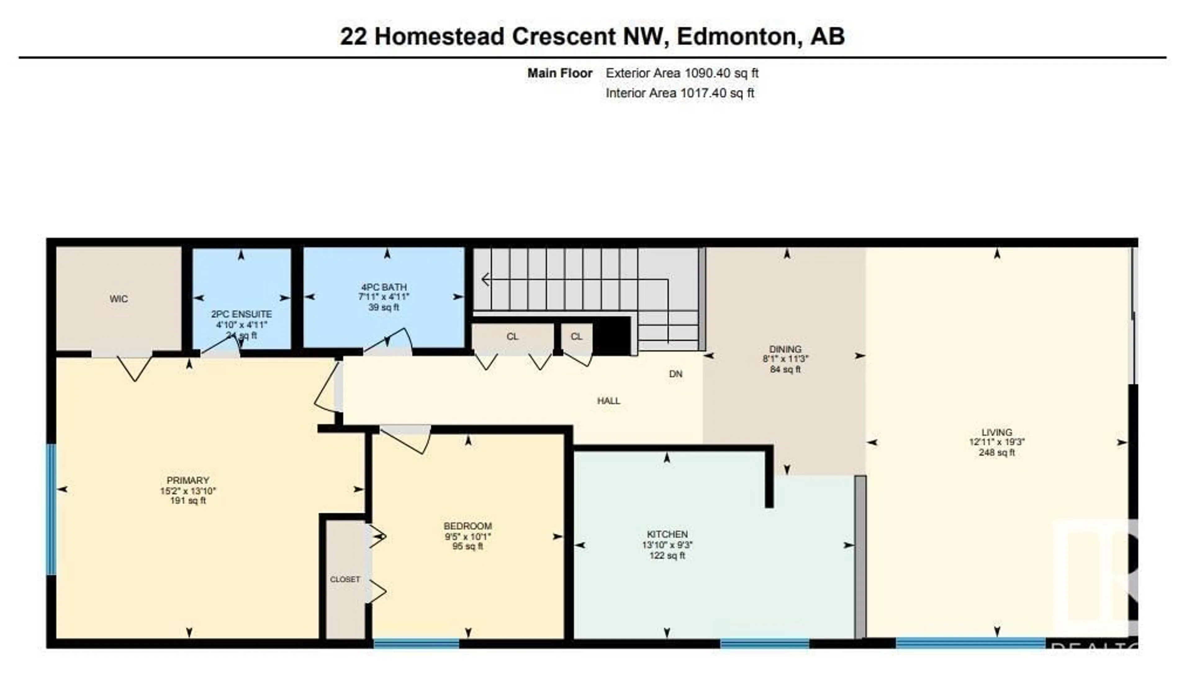 Floor plan for 22 Homestead CR NW, Edmonton Alberta T5A2Y3