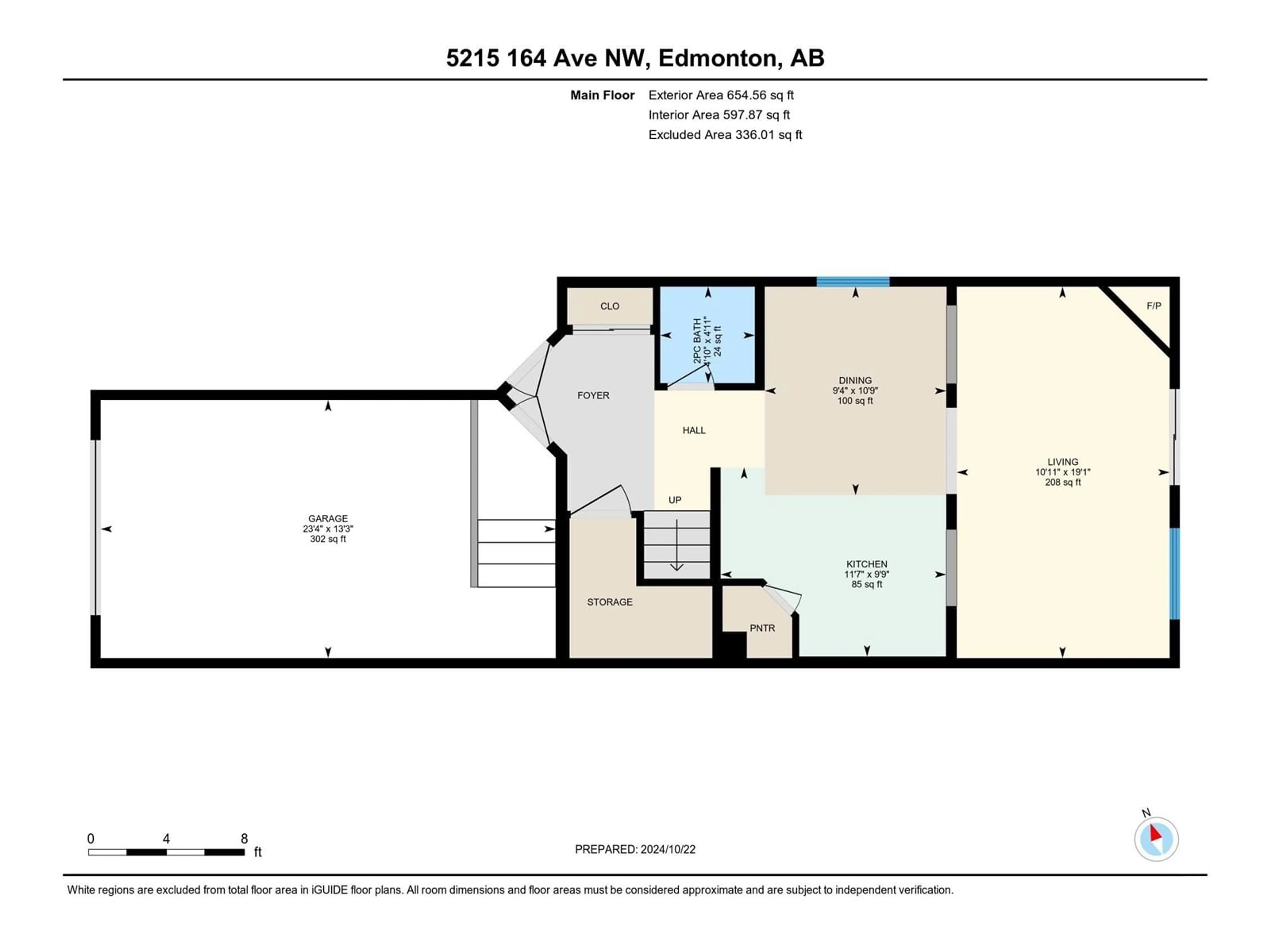 Floor plan for 5215 164 AV NW, Edmonton Alberta T5Y0H5