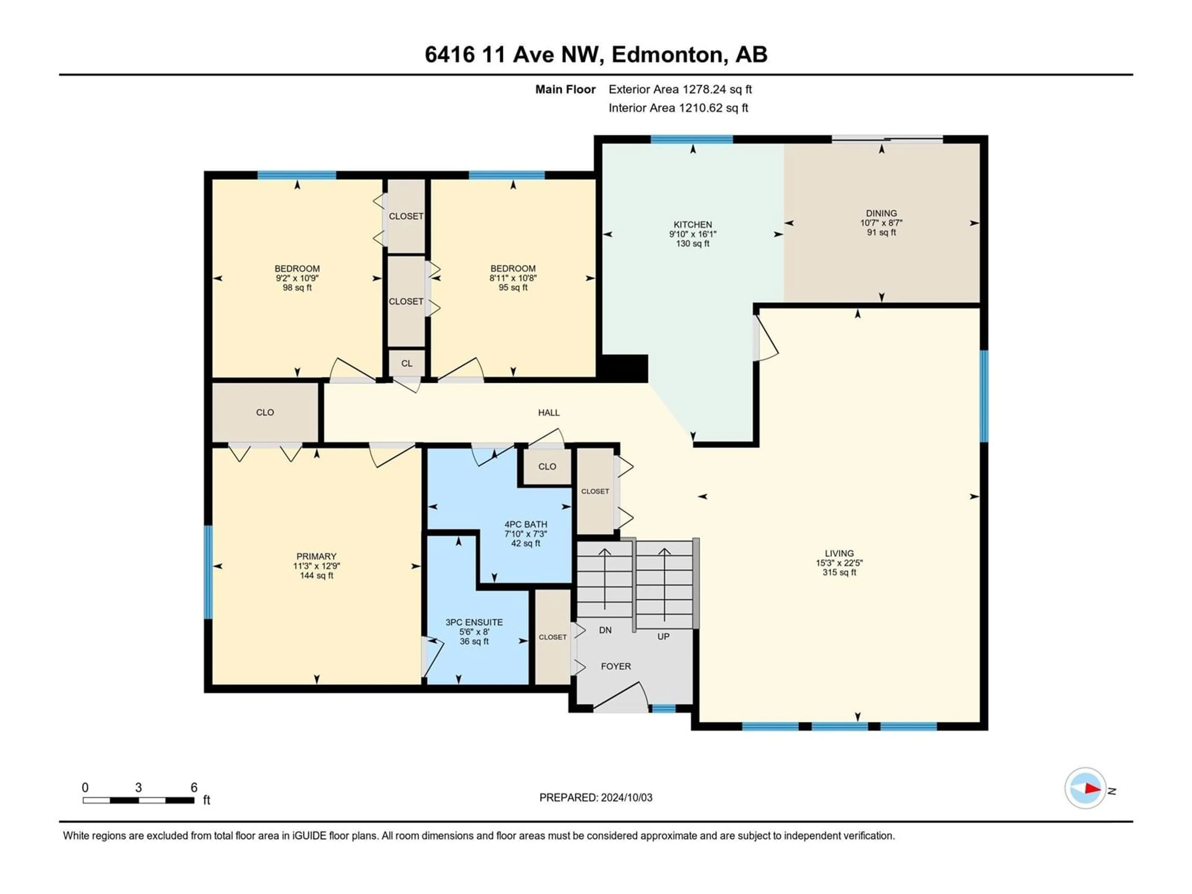 Floor plan for 6416 11 AV NW, Edmonton Alberta T6L2G4