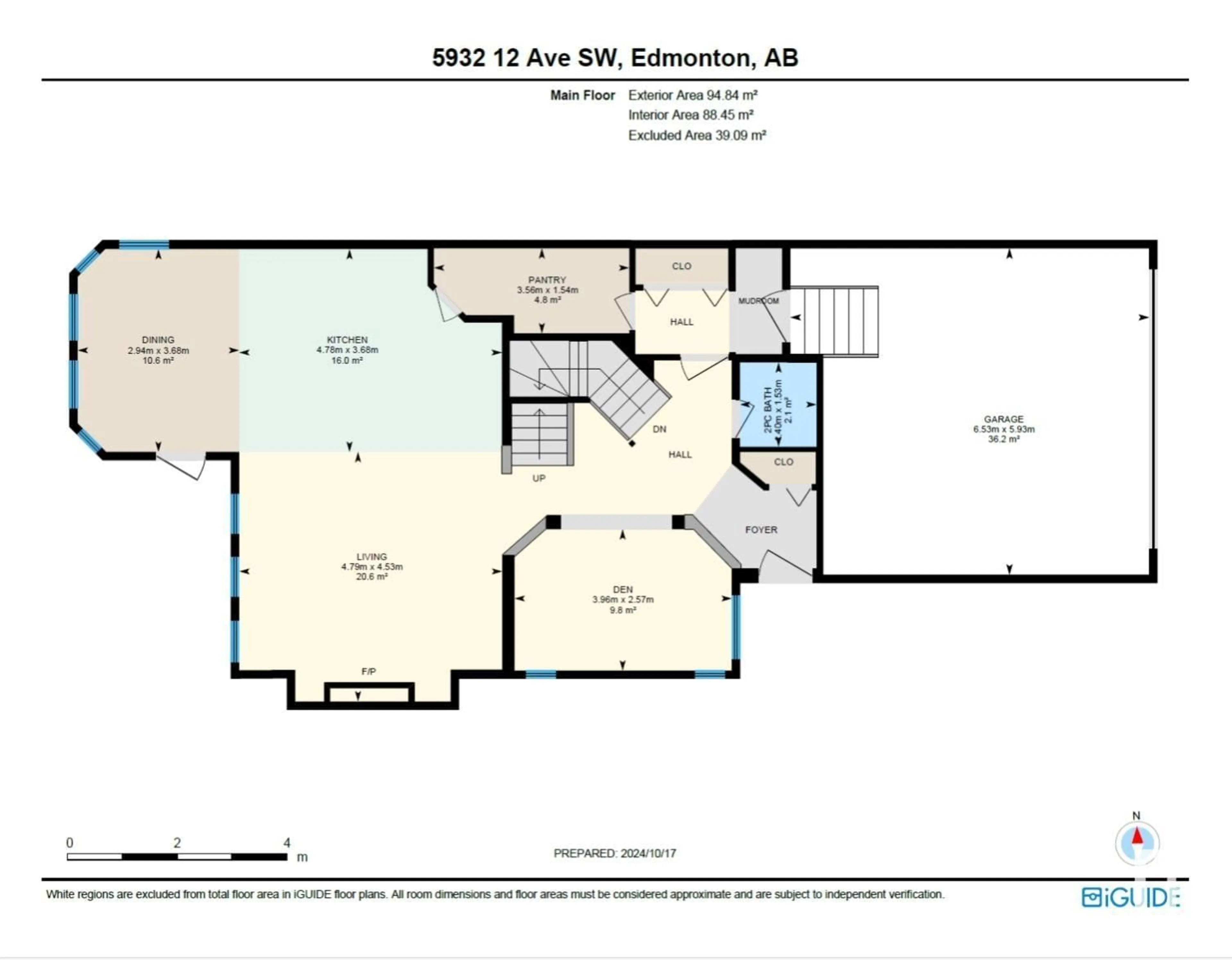 Floor plan for 5932 12 AV SW, Edmonton Alberta T6X0M7