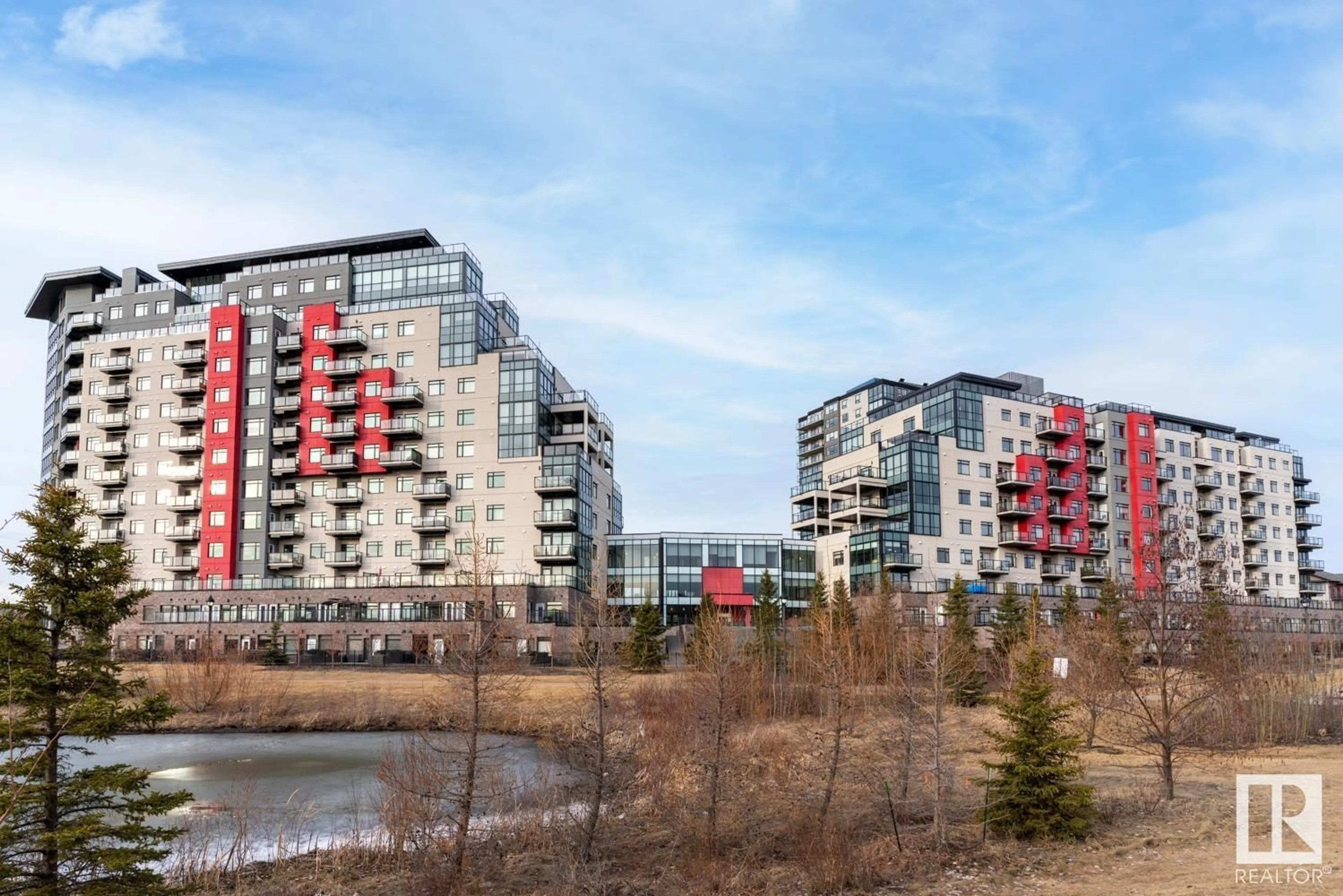 A pic from exterior of the house or condo, the view of city buildings for #804 5151 WINDERMERE BV SW, Edmonton Alberta T6W2K4