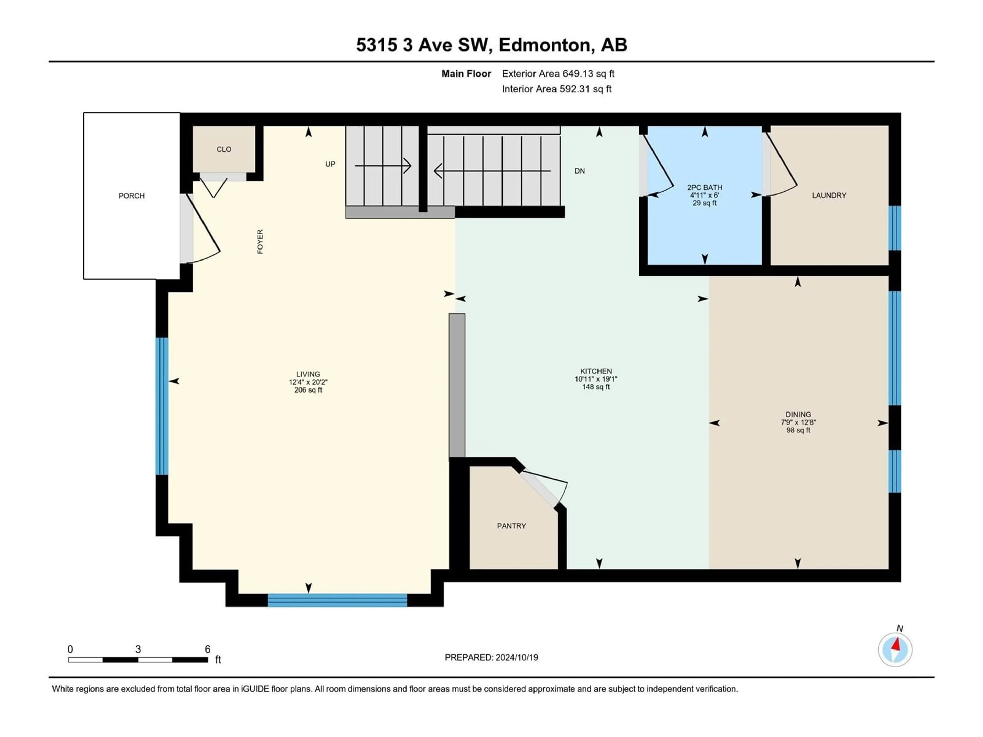 Floor plan for 5315 3 AV SW, Edmonton Alberta T6X0W7