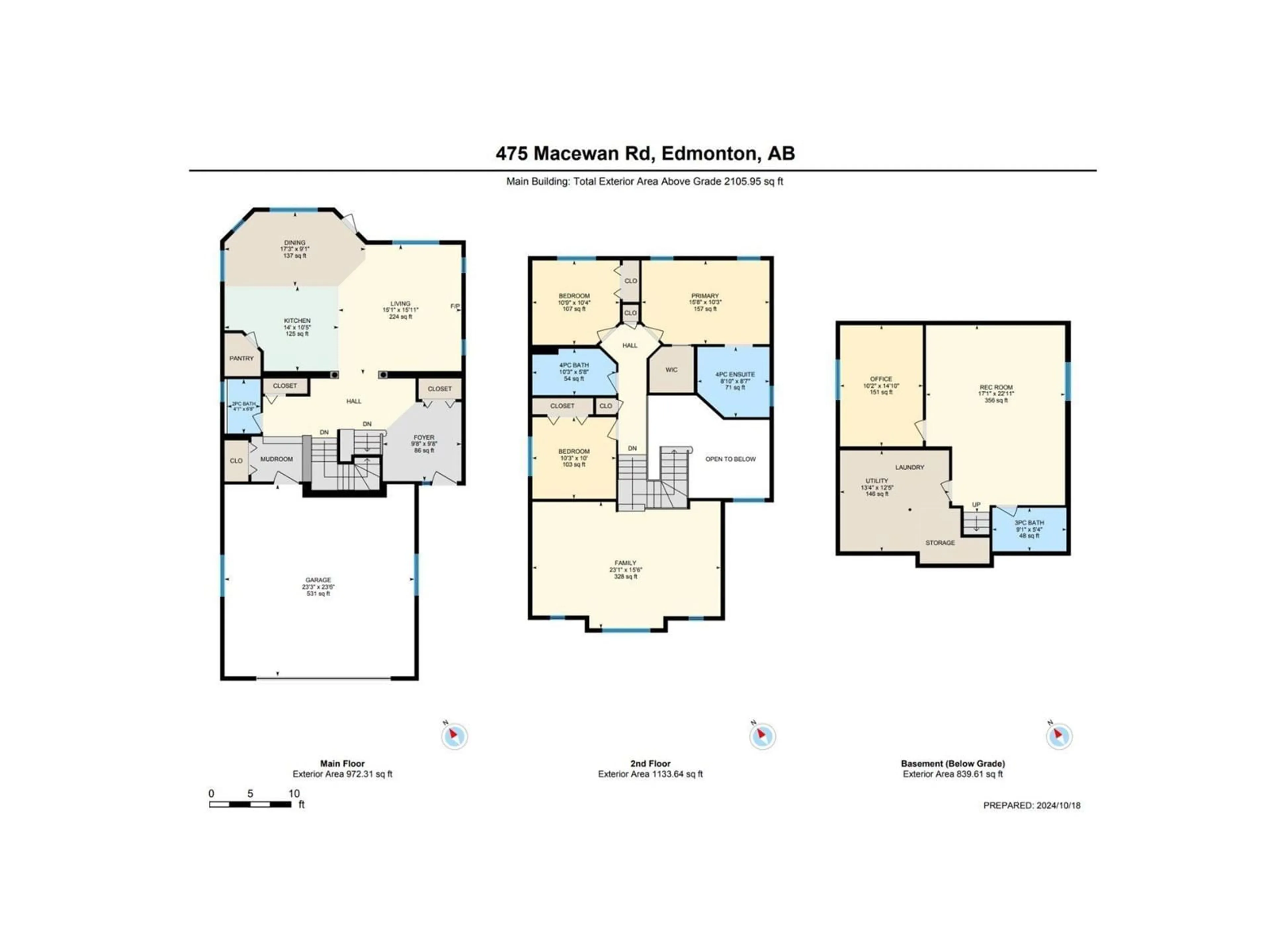 Floor plan for 475 MACEWAN RD SW, Edmonton Alberta T6W1V4