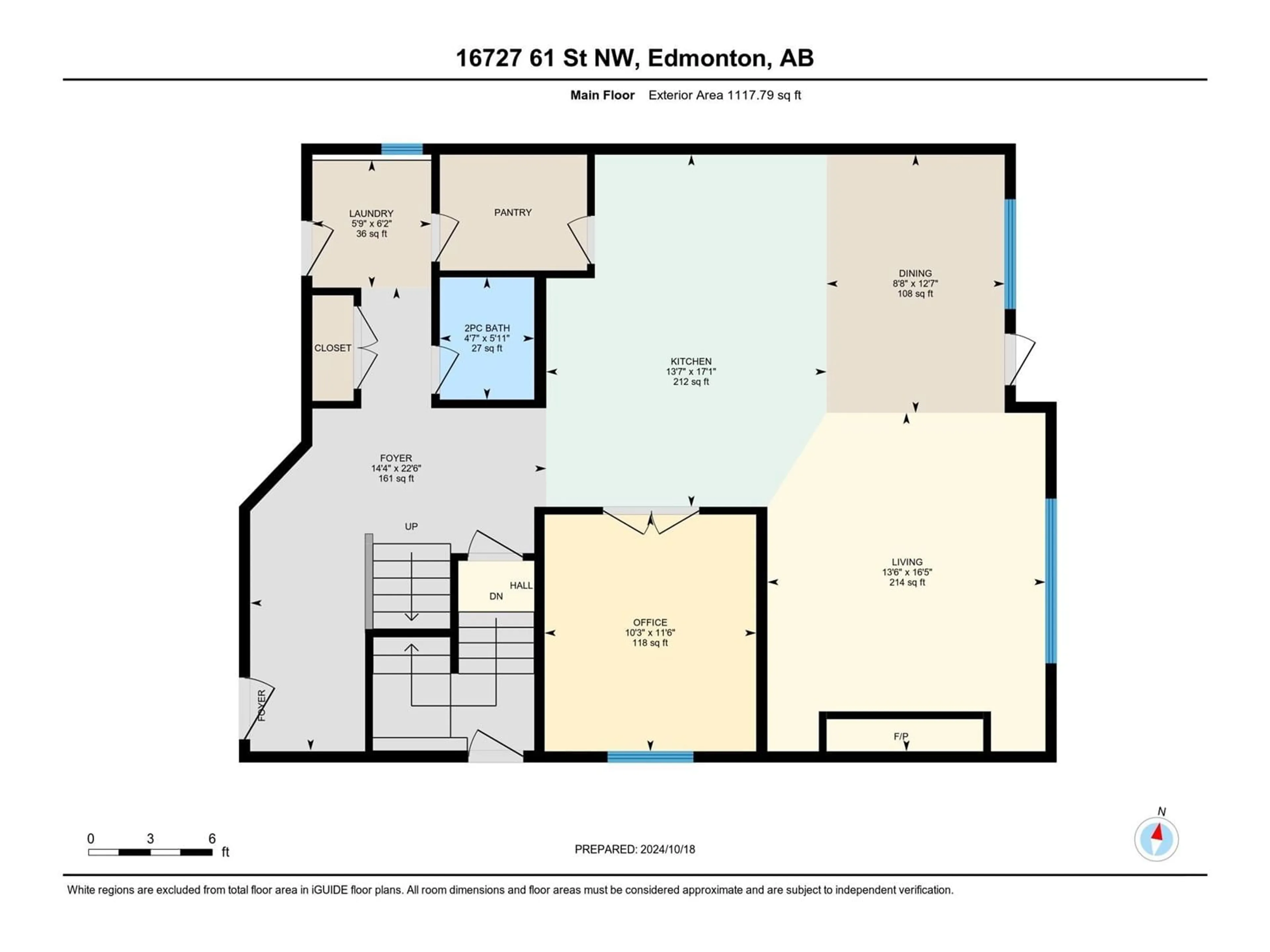 Floor plan for 16727 61St NW NW, Edmonton Alberta T5Y0W7