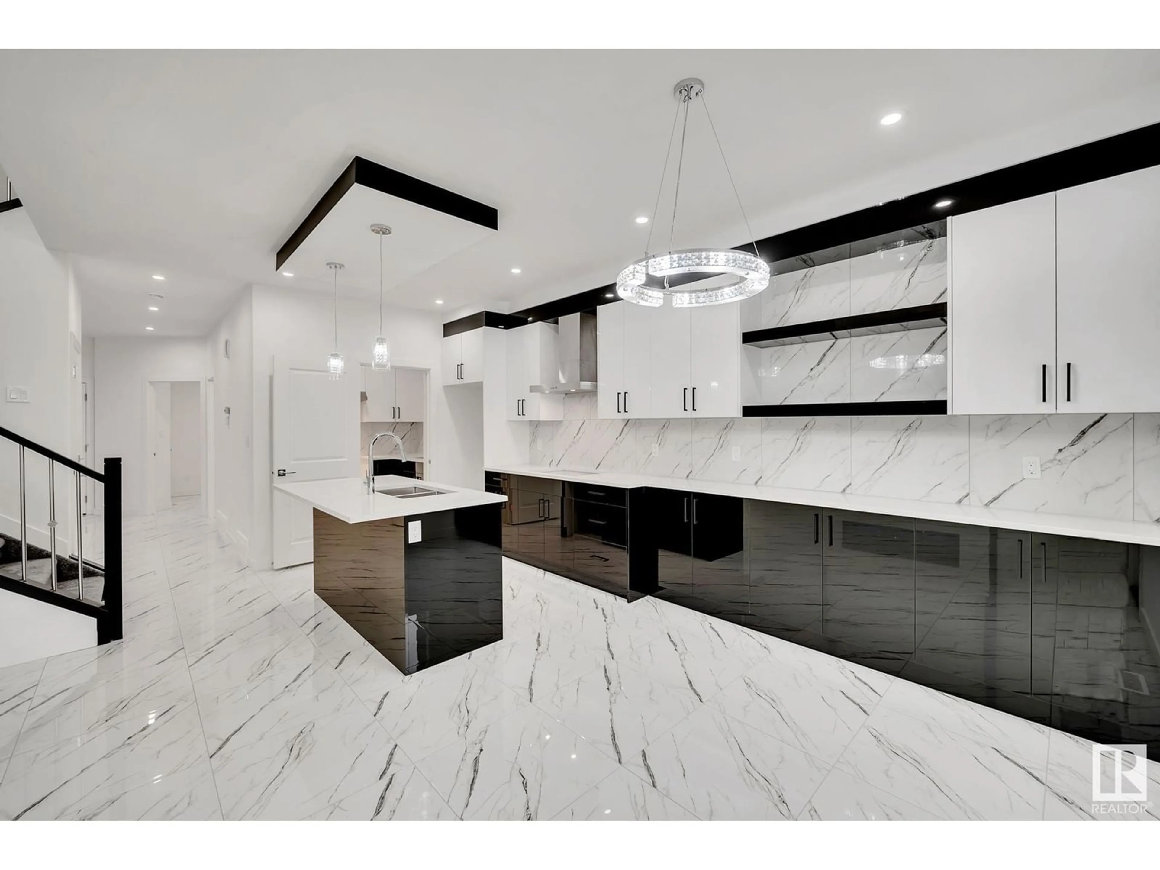 Contemporary kitchen, ceramic floors, mountain for 1420 11 AV NW, Edmonton Alberta T6T2W4