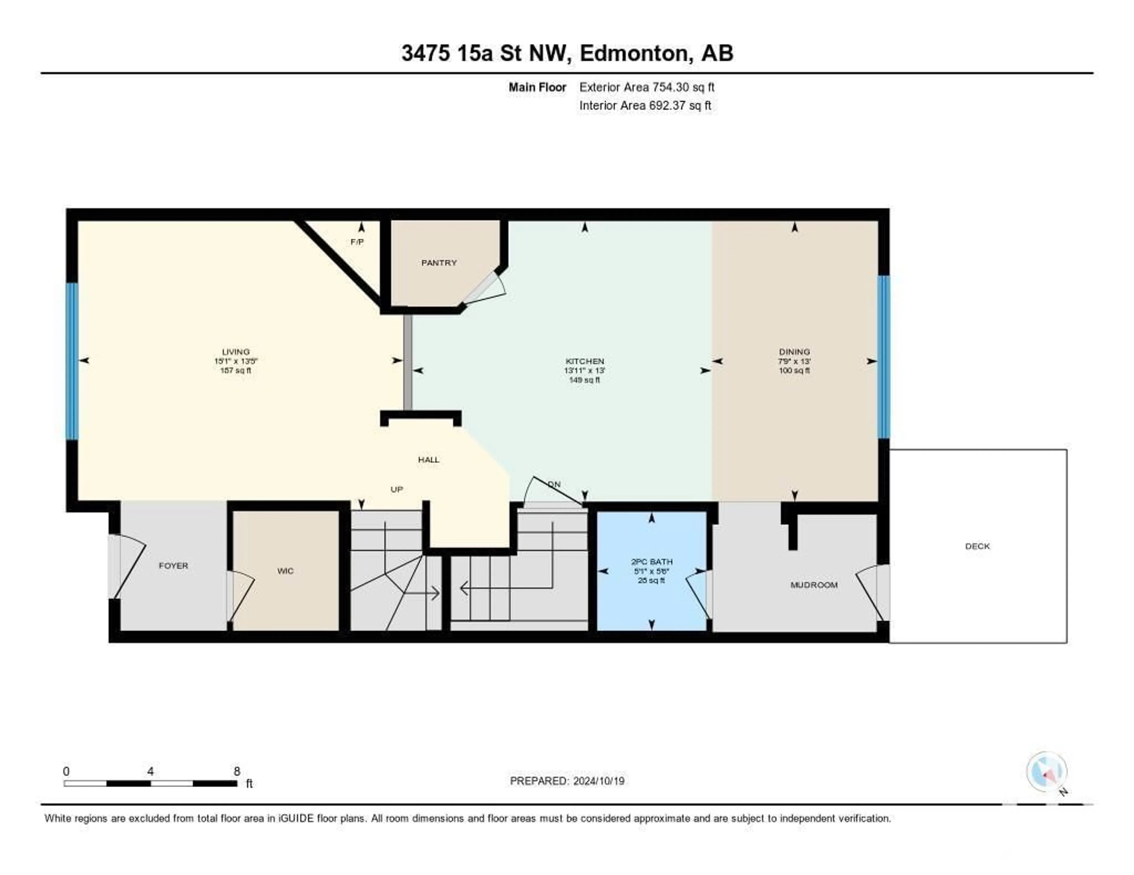 Floor plan for 3475 15A ST NW, Edmonton Alberta T6T0M9