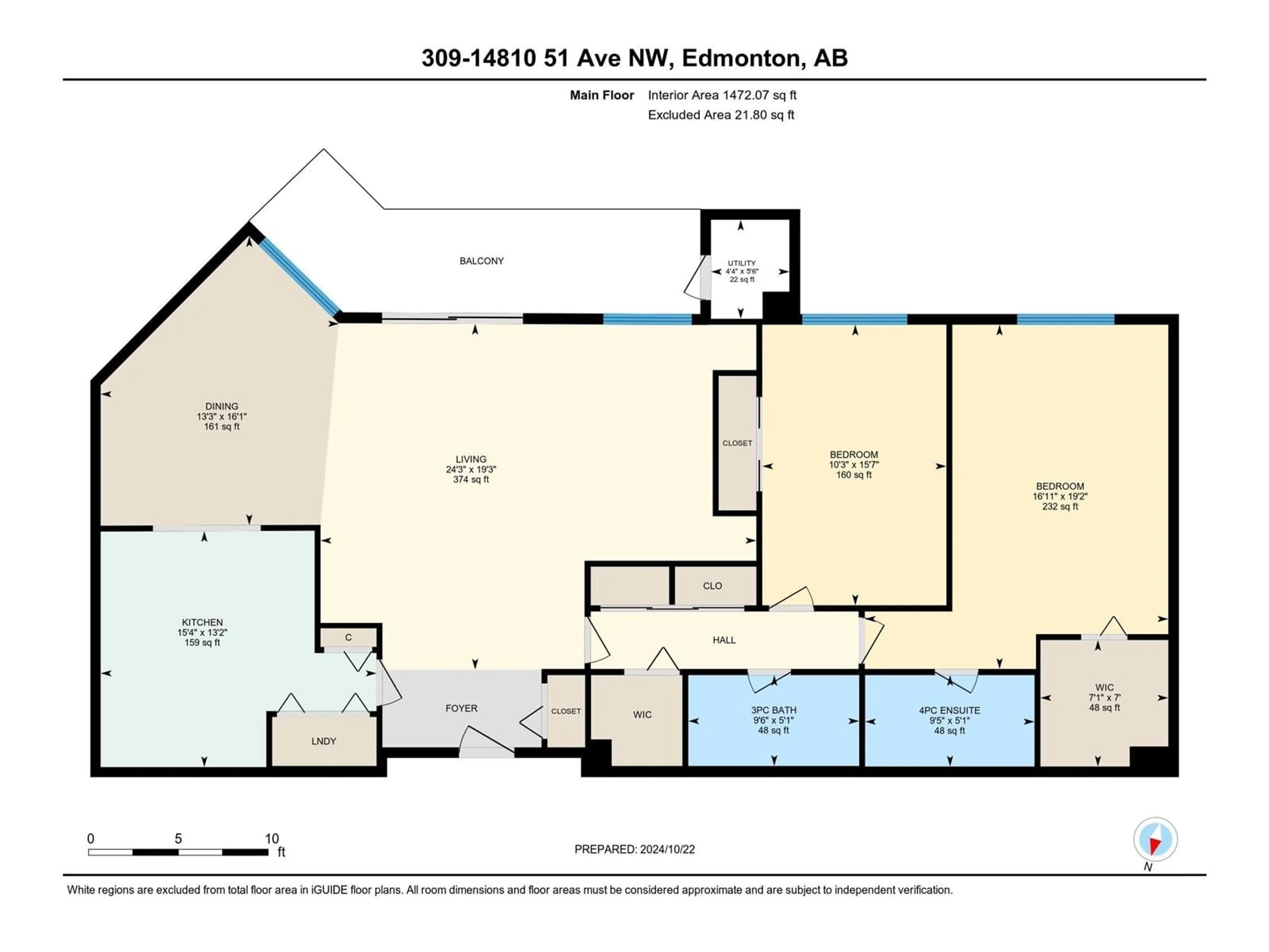 Floor plan for #309 14810 51 AV NW, Edmonton Alberta T6H5G5