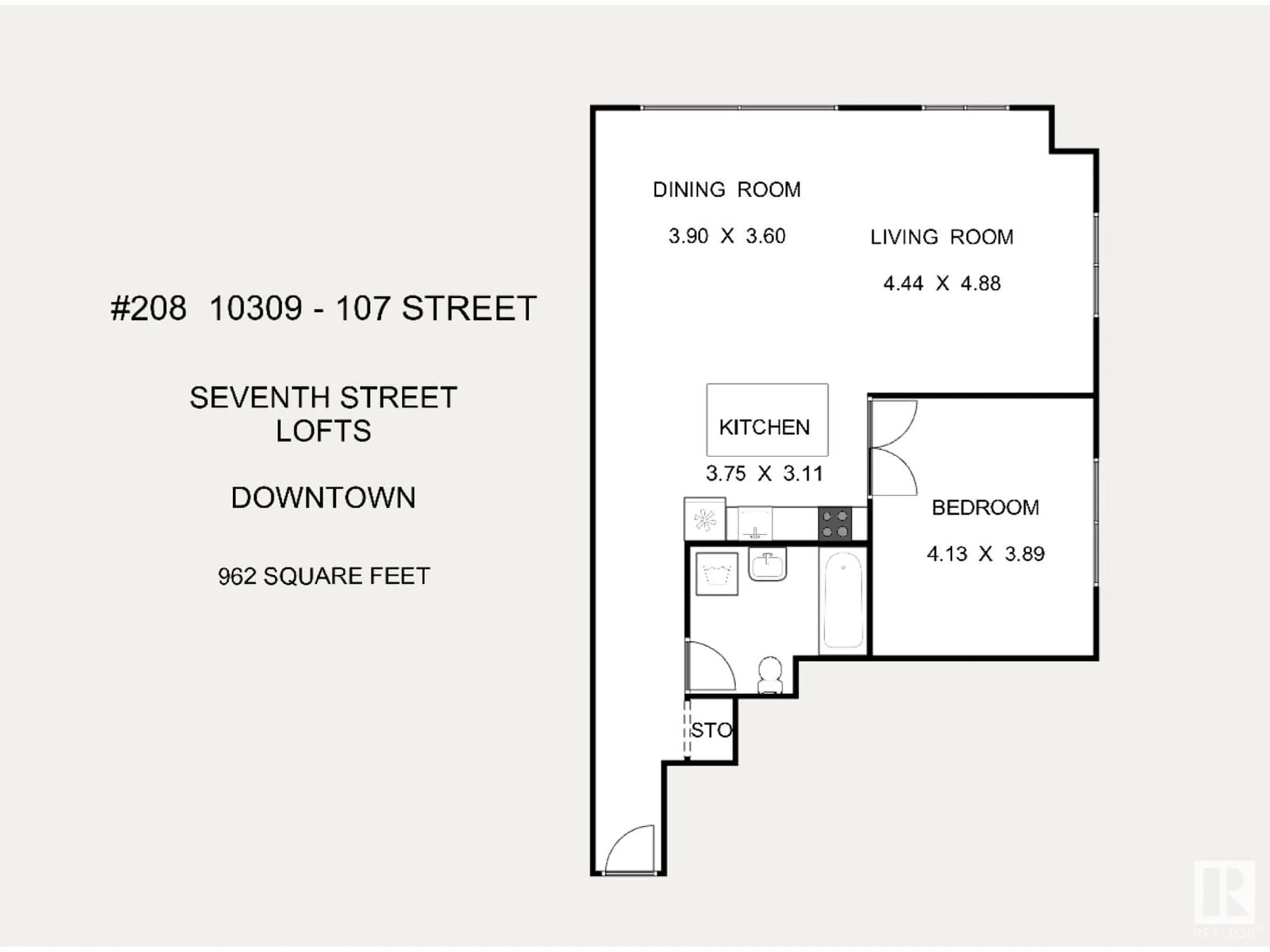 Floor plan for #208 10309 107 ST NW, Edmonton Alberta T5J1K3