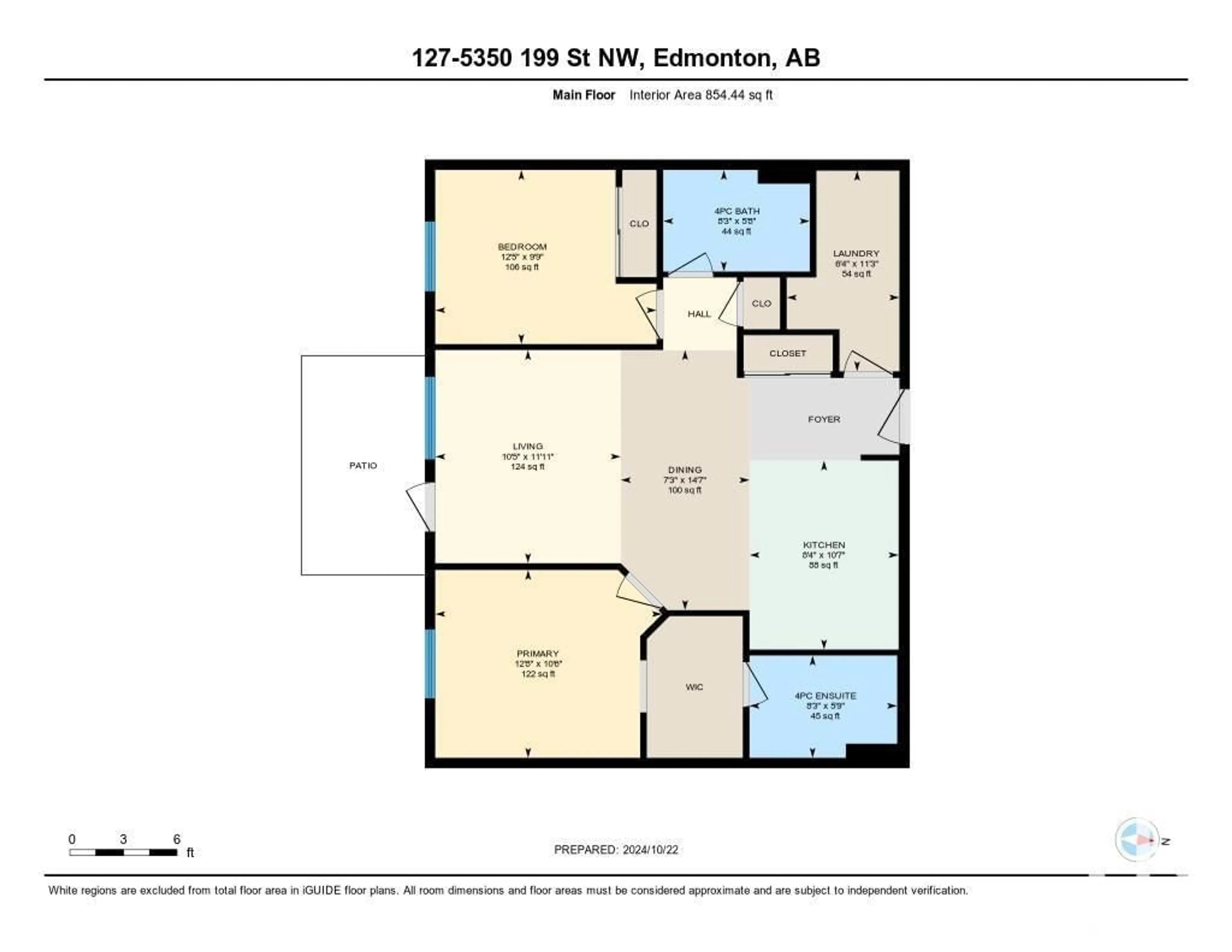 Floor plan for #127 5350 199 ST NW, Edmonton Alberta T6M0A4