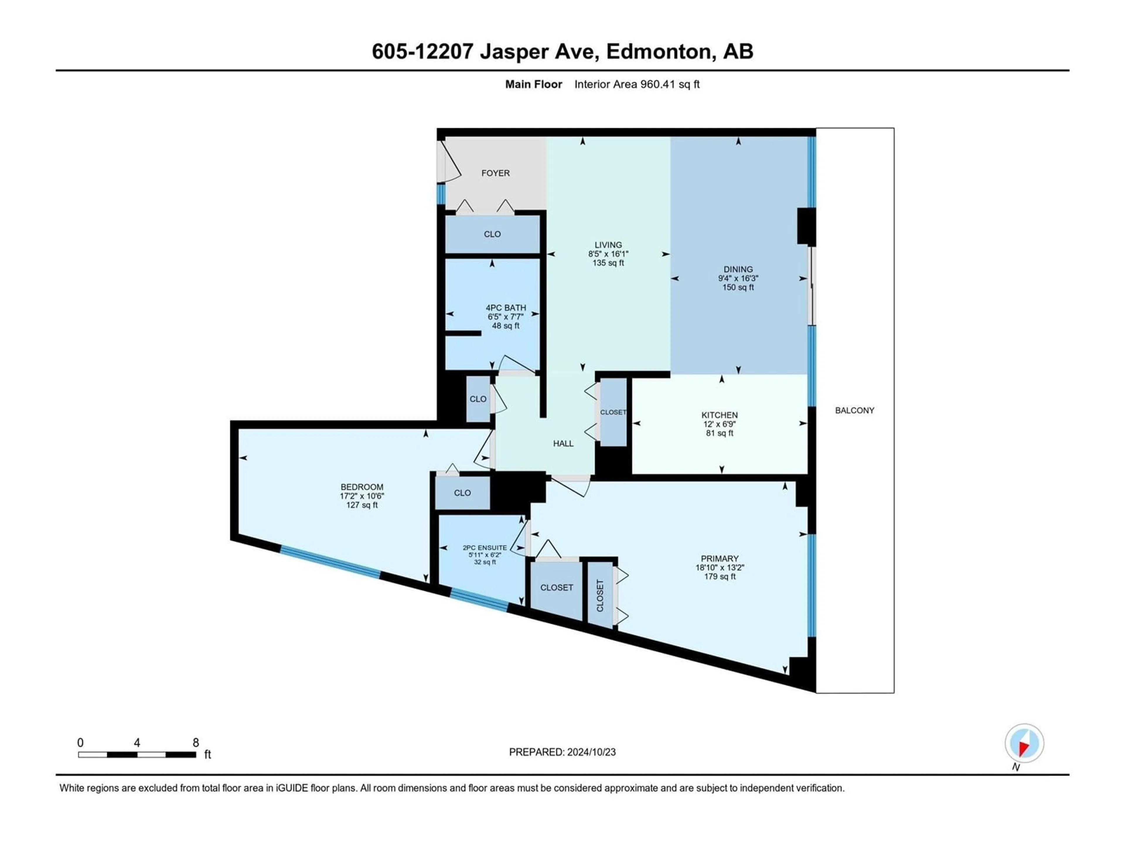 Floor plan for #605 12207 JASPER AV NW, Edmonton Alberta T5N3K2