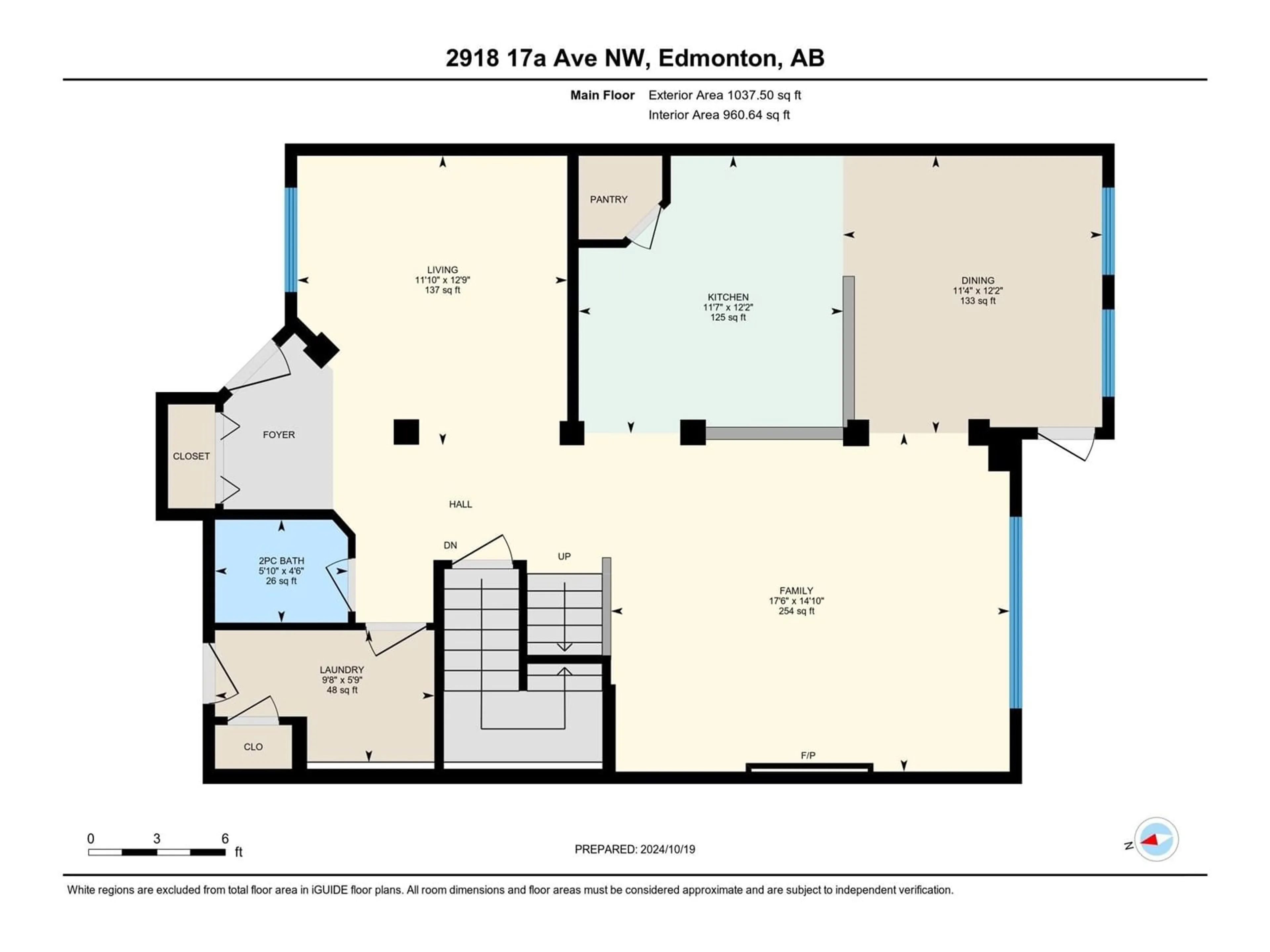 Floor plan for 2918 17A AV NW, Edmonton Alberta T6T0R8