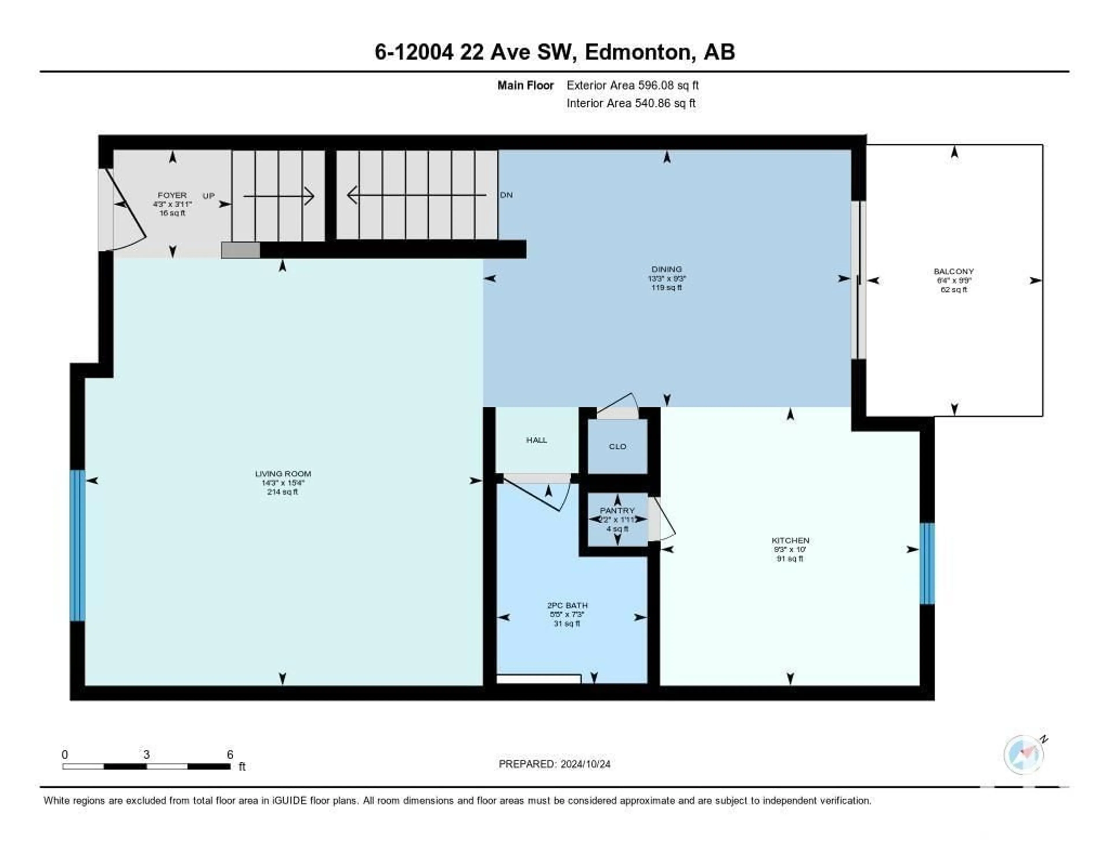 Floor plan for #6 12004-22 Ave SW, Edmonton Alberta T6W0T1