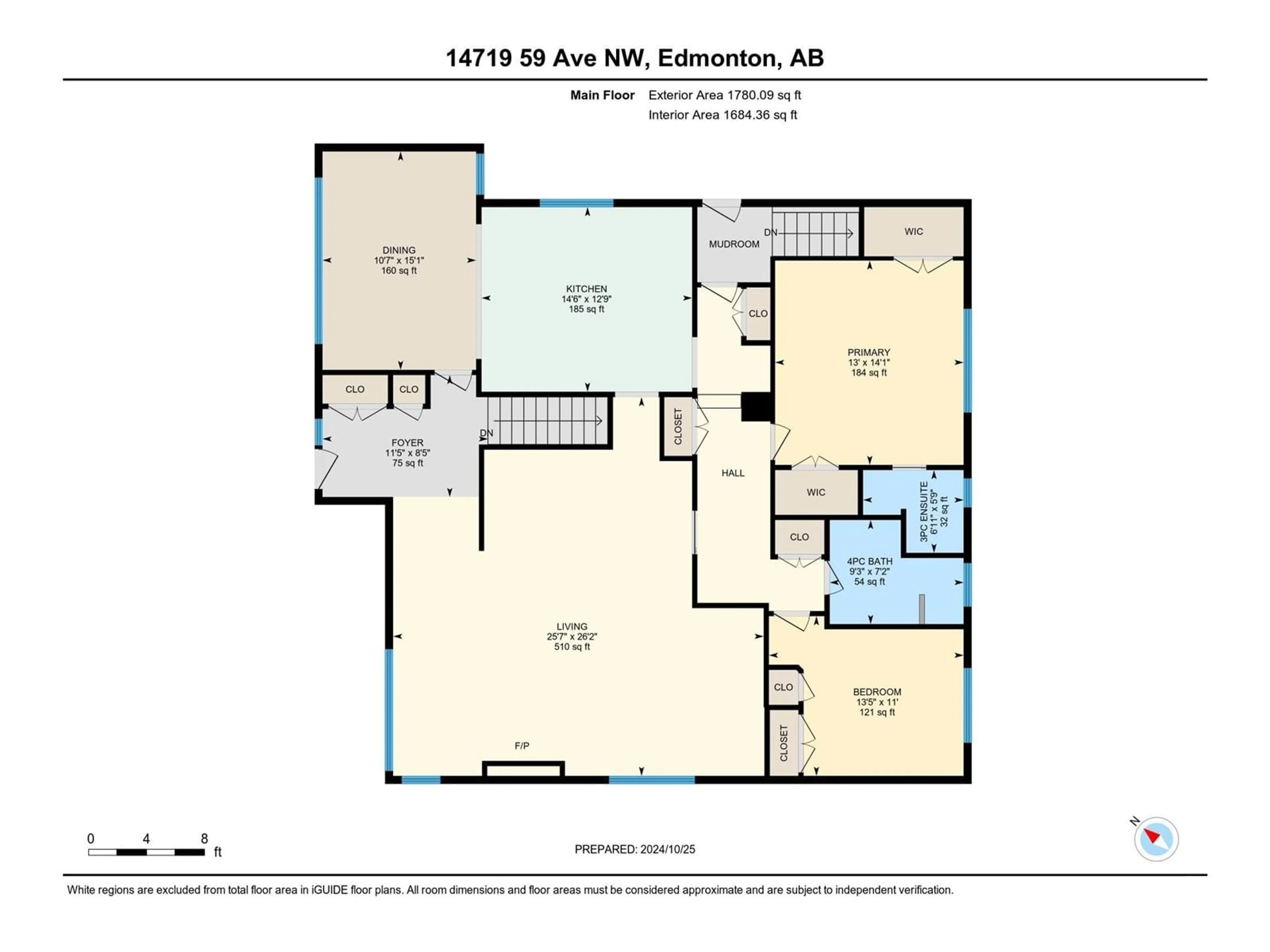 Floor plan for 14719 59 AV NW, Edmonton Alberta T6H4T5