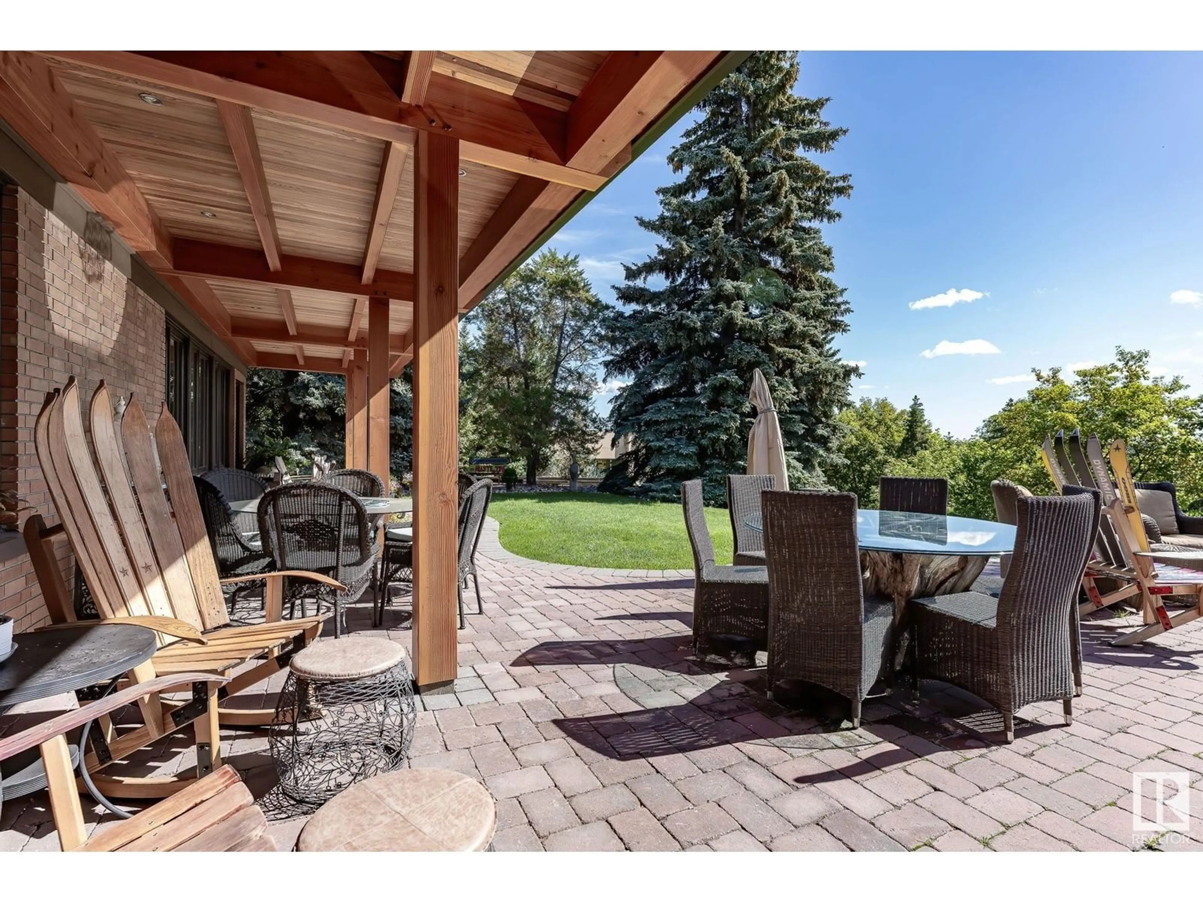 Patio, the fenced backyard for 8 VALLEYVIEW PT NW, Edmonton Alberta T5R5T4