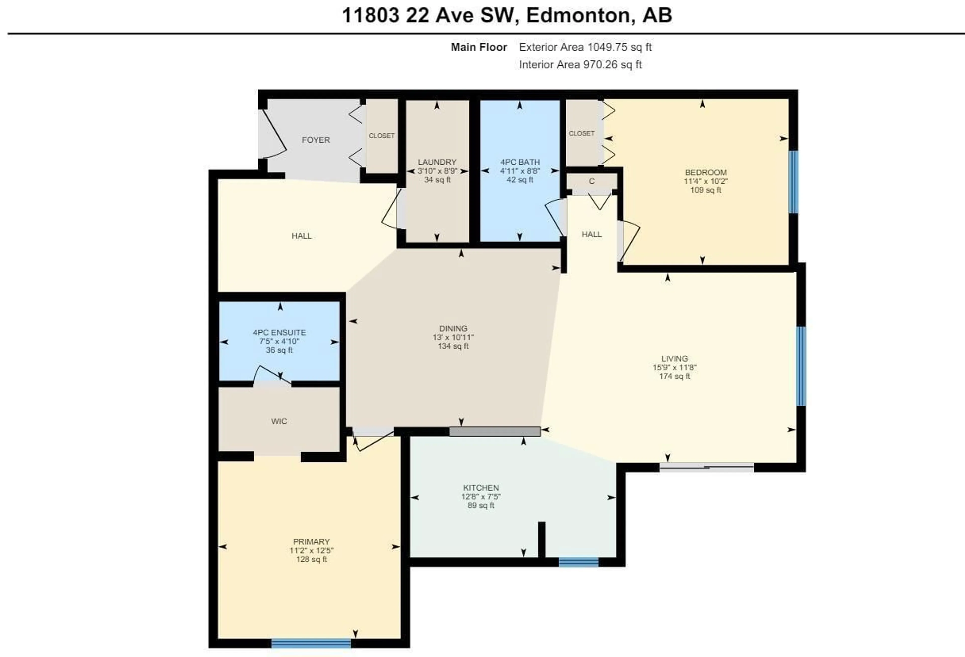 Floor plan for #419 11803 22 AV SW, Edmonton Alberta T6W2R9