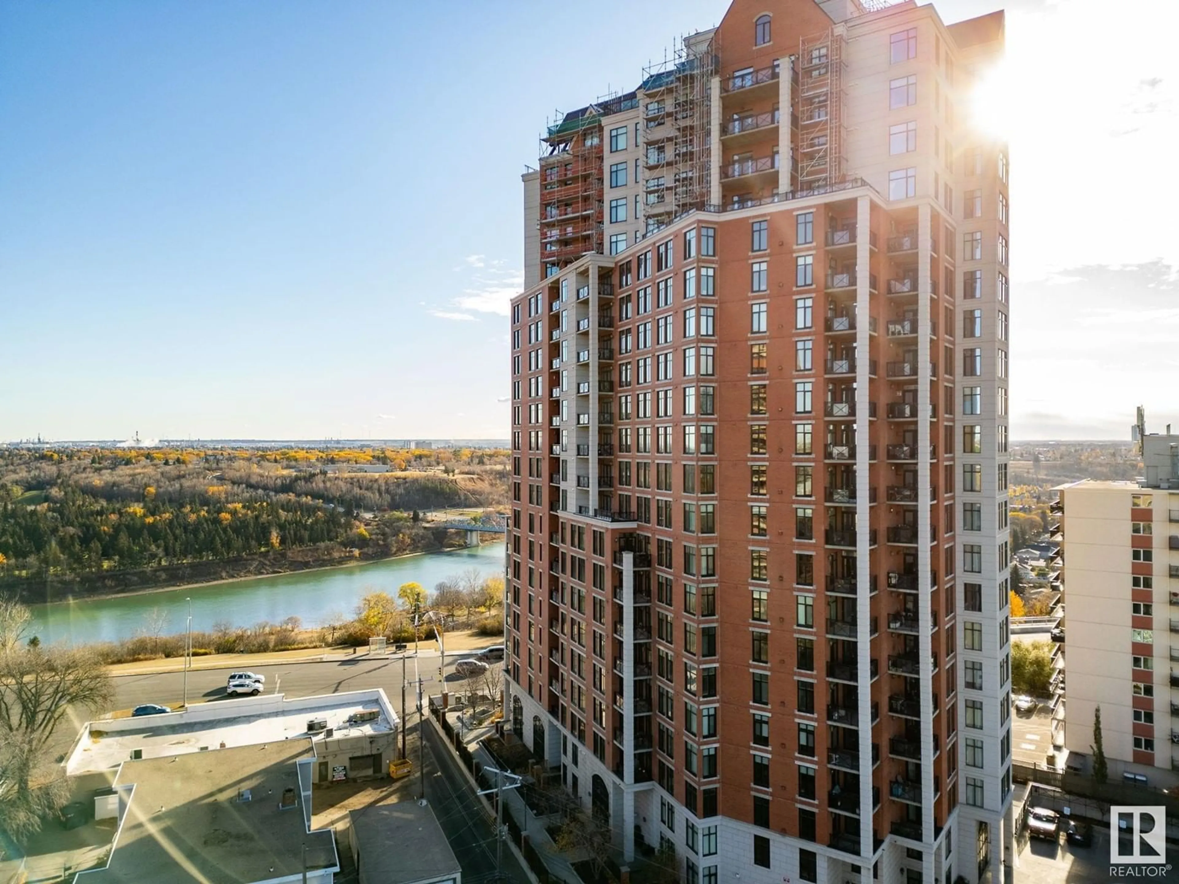 A pic from exterior of the house or condo, the view of city buildings for #403 9020 JASPER AV NW, Edmonton Alberta T5H3S8