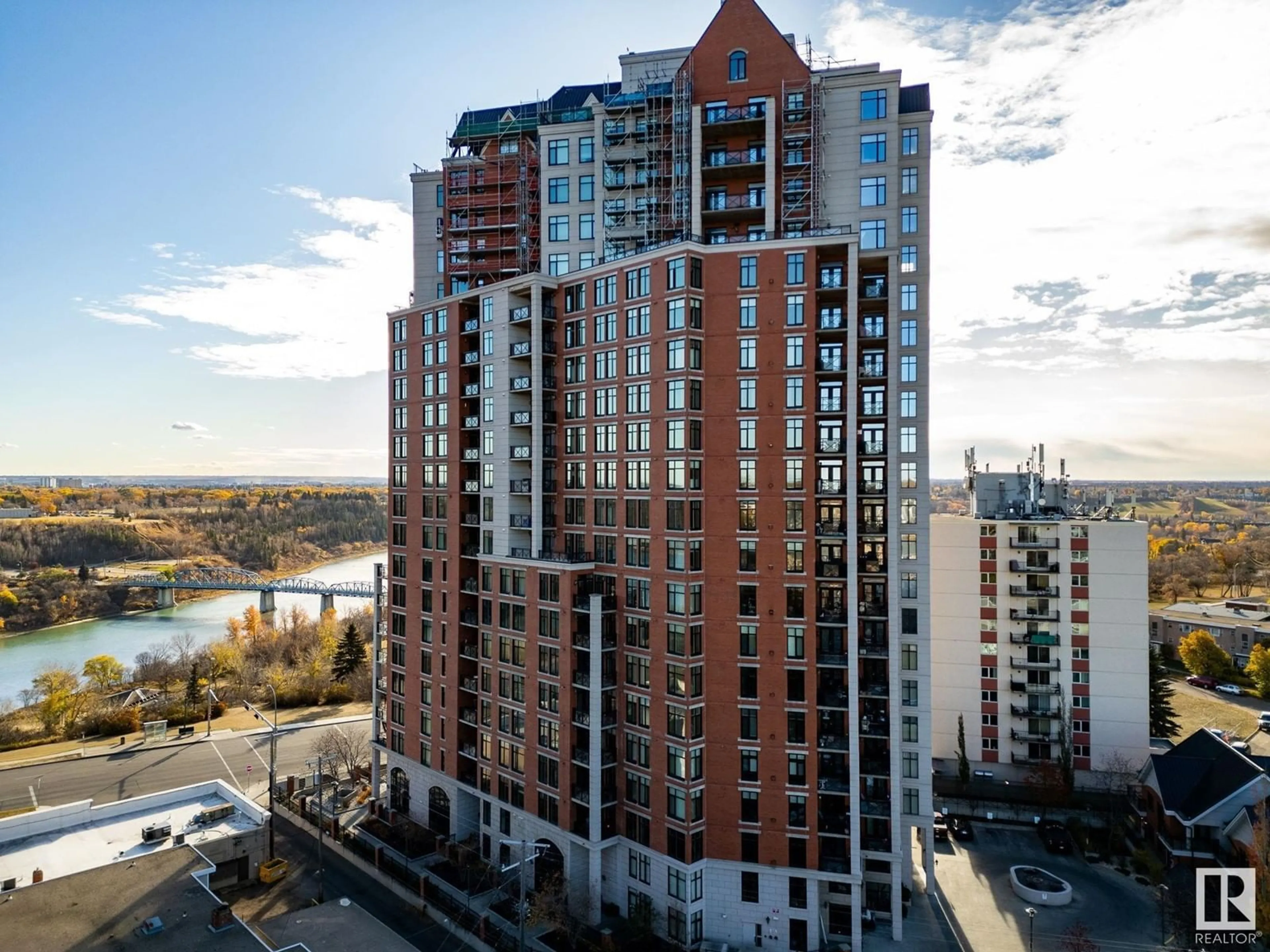 A pic from exterior of the house or condo, the view of city buildings for #403 9020 JASPER AV NW, Edmonton Alberta T5H3S8