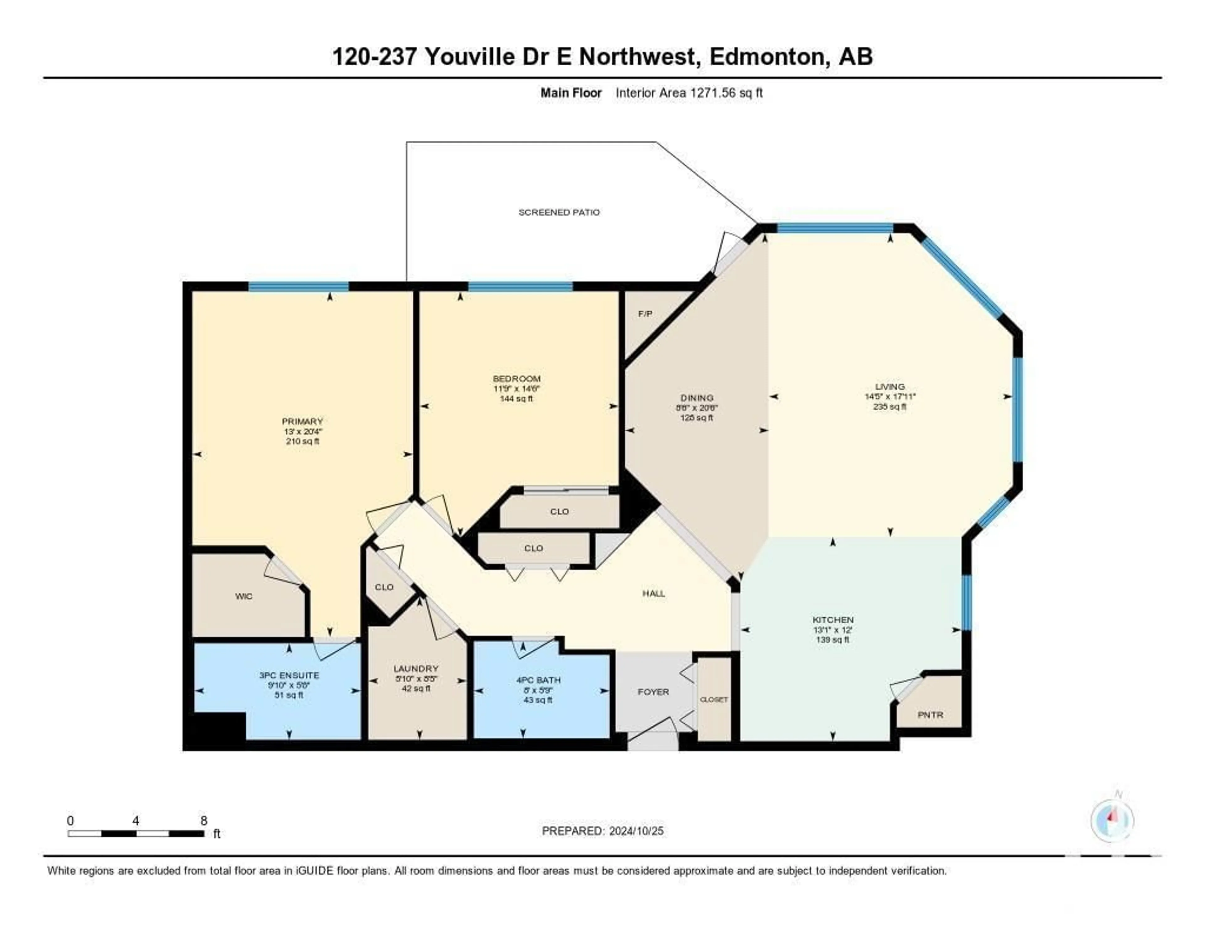 Floor plan for #120 237 YOUVILLE E NW, Edmonton Alberta T6L7G2