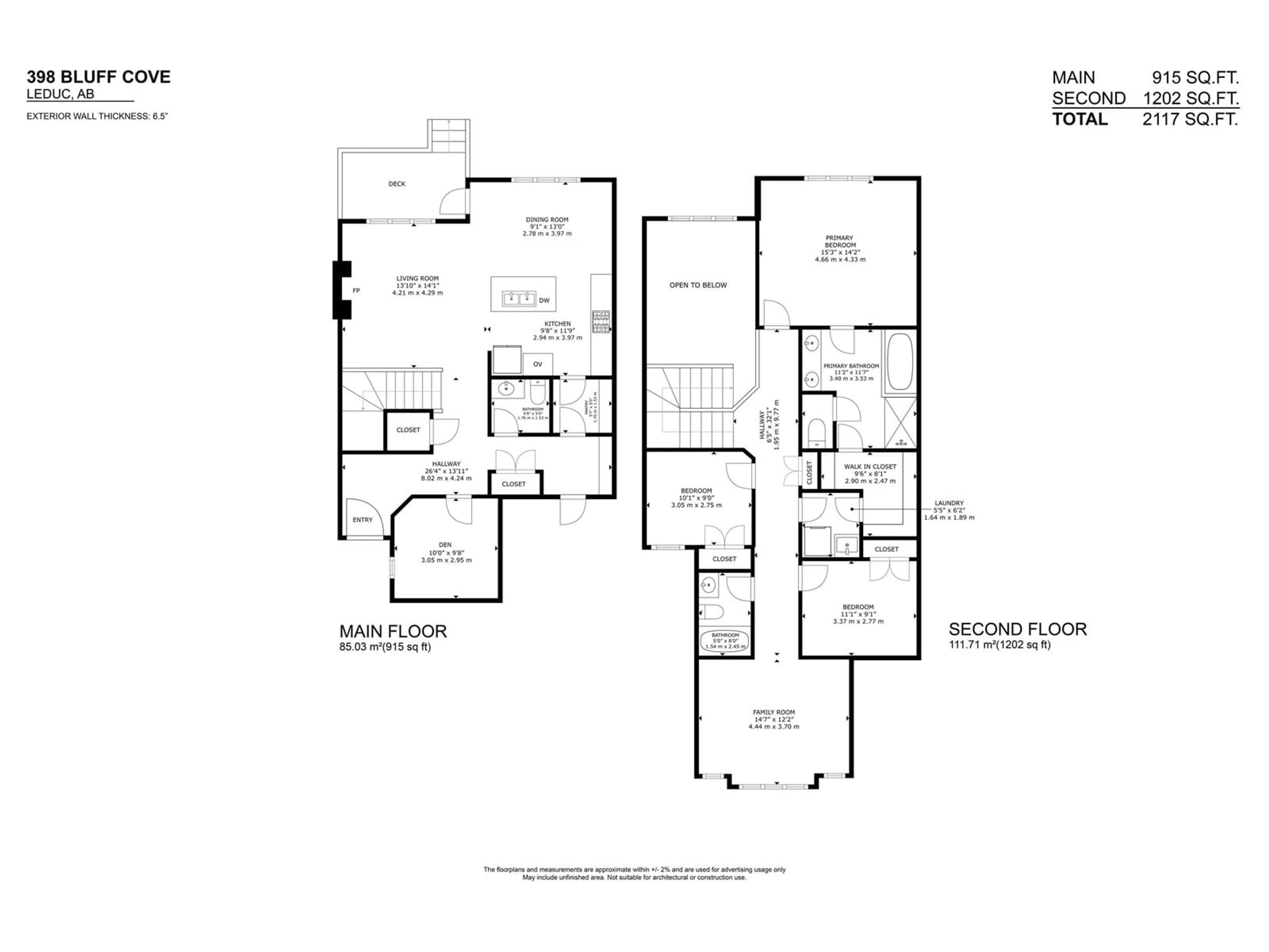 Floor plan for 398 BLUFF CV, Leduc Alberta T9E1M9