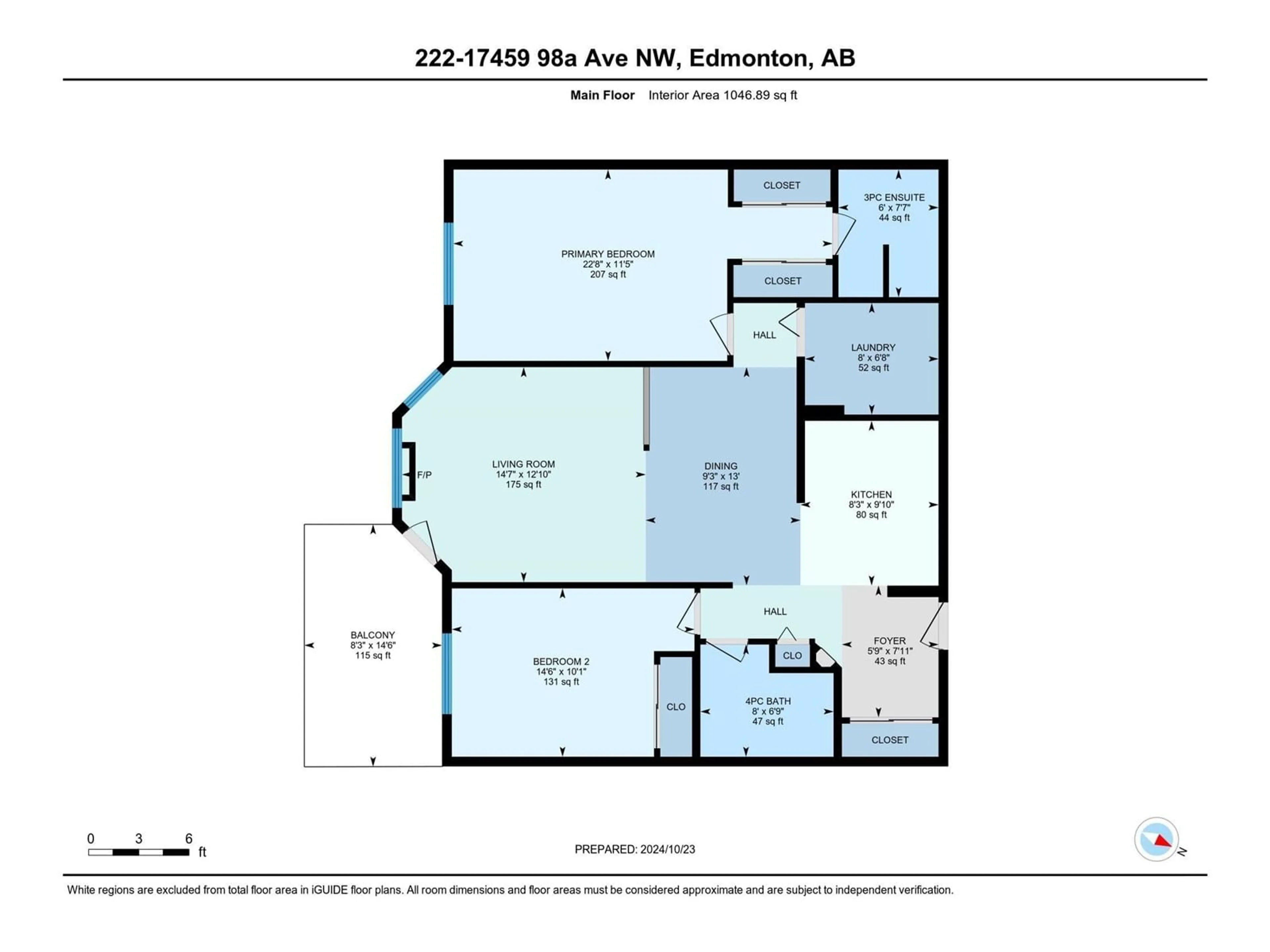 Floor plan for #222 17459 98A AV NW, Edmonton Alberta T6W2L6