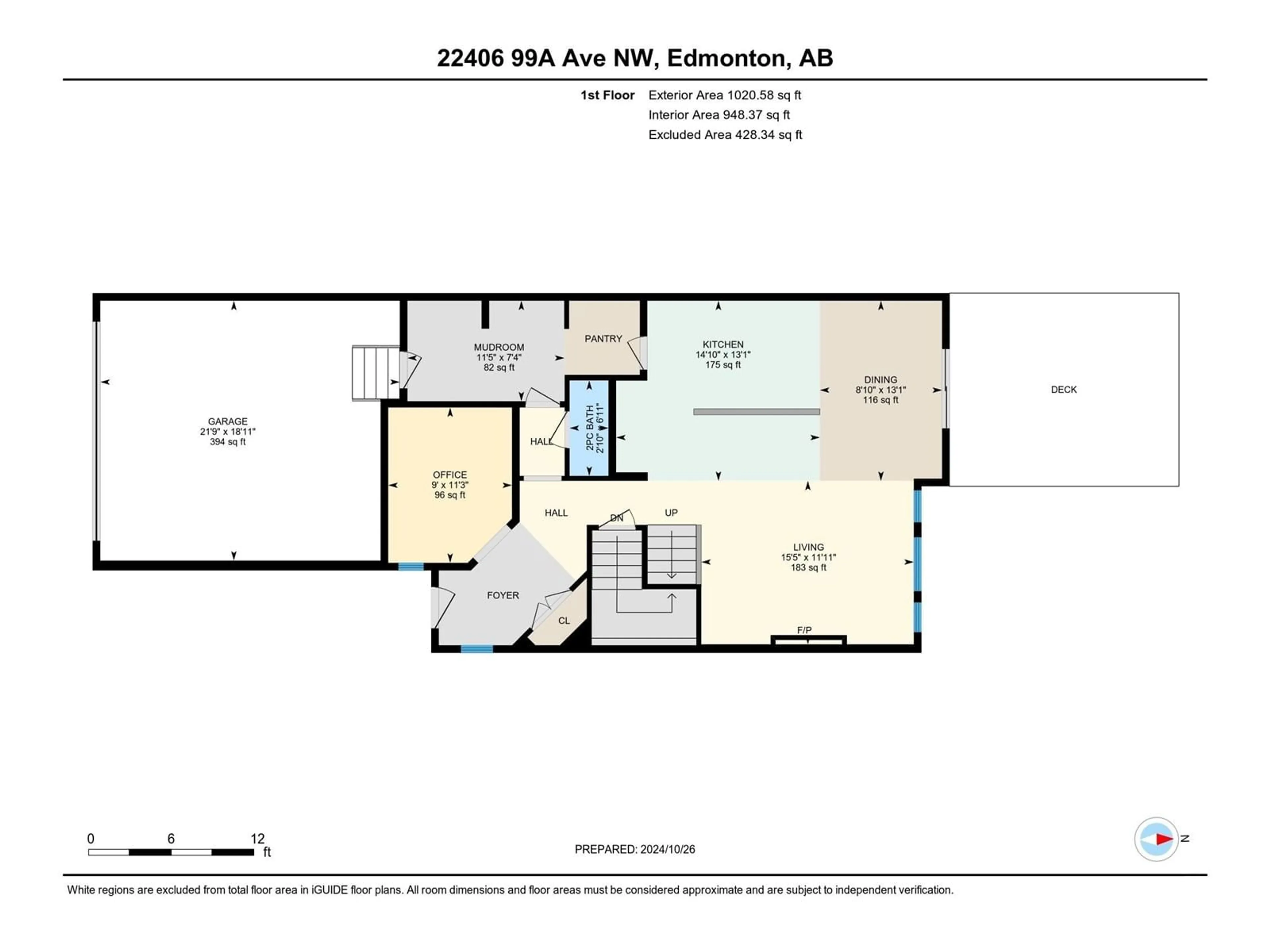 Floor plan for 22406 99A AV NW, Edmonton Alberta T5T7C3