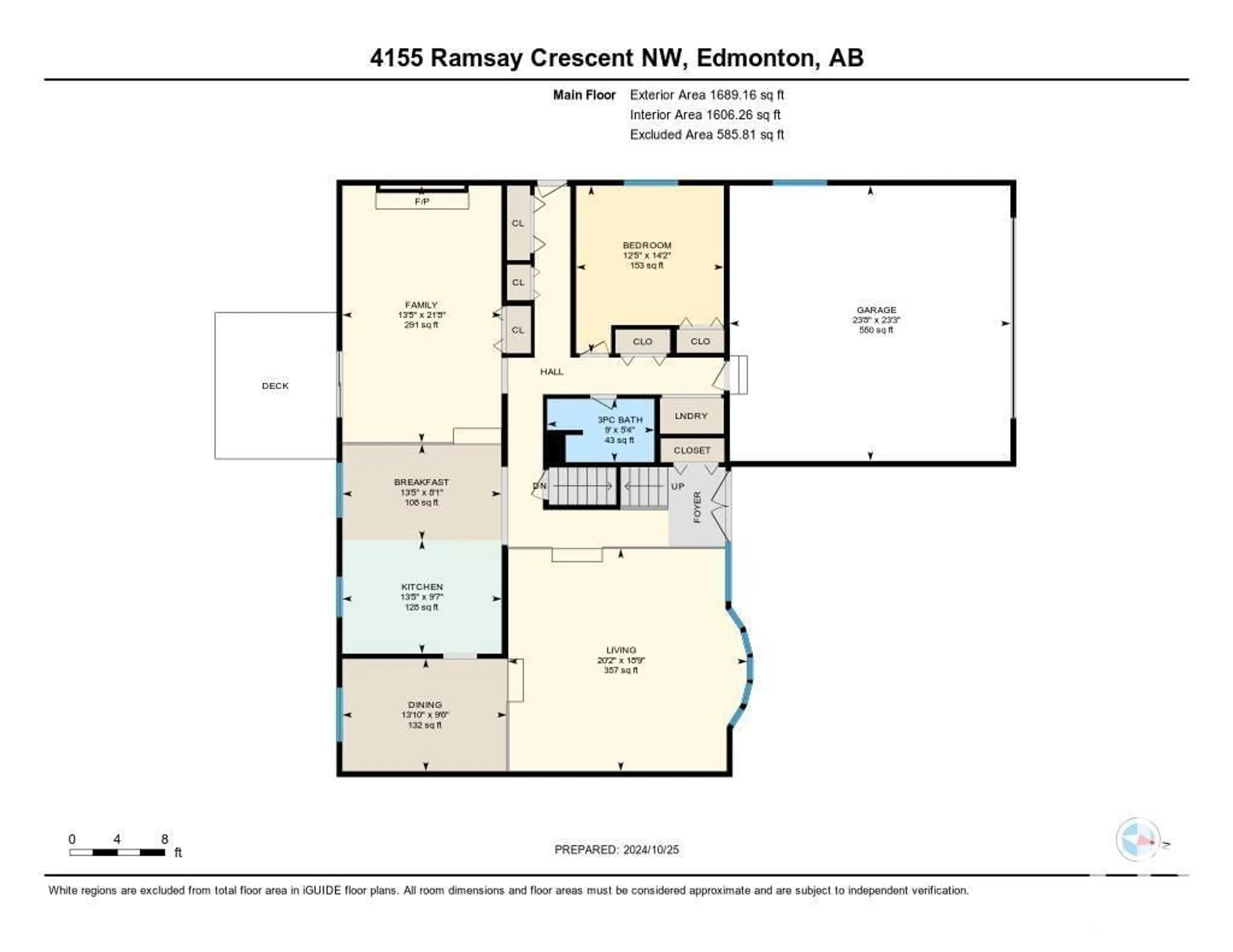 Floor plan for 4155 Ramsay CR NW, Edmonton Alberta T6H5M9