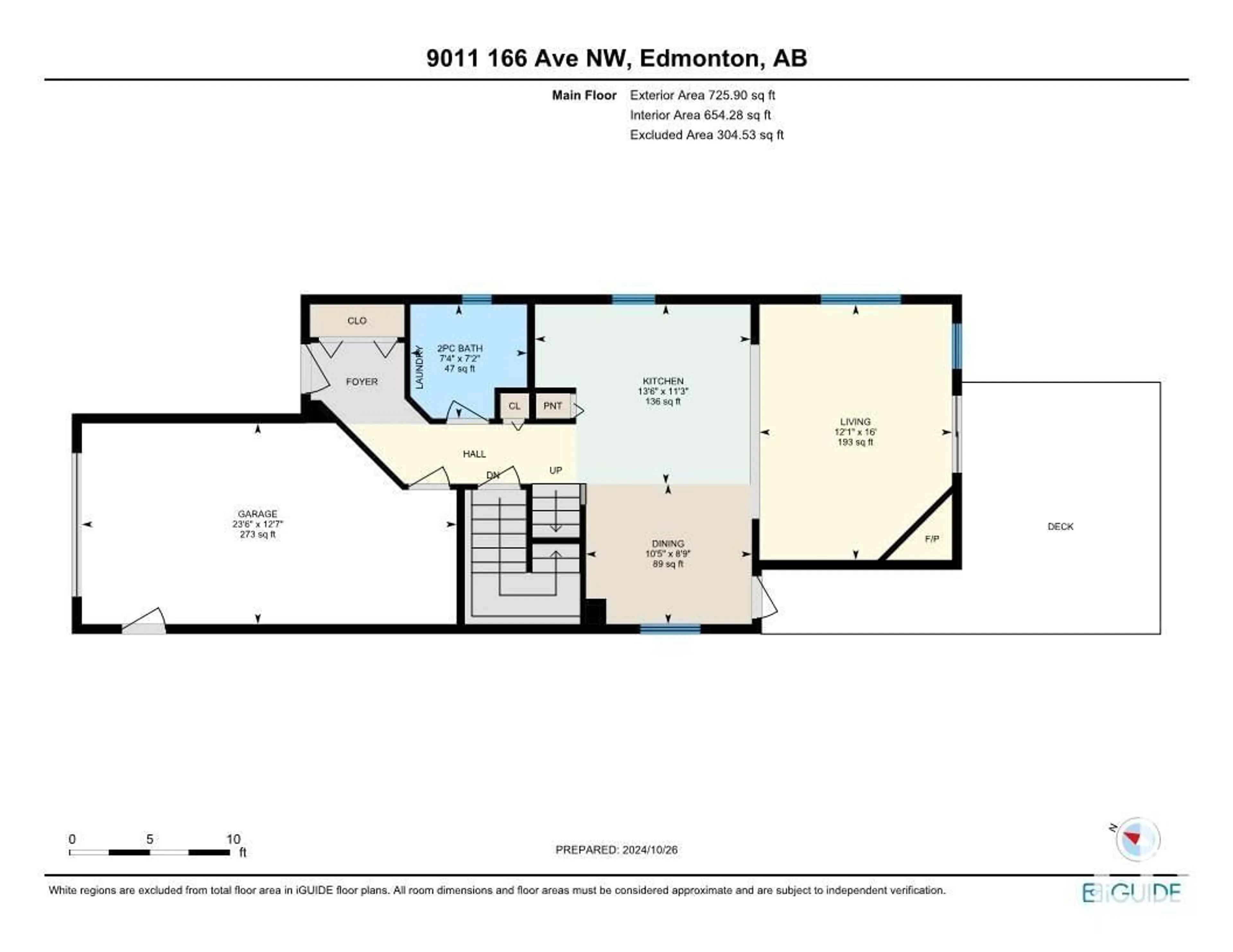 Floor plan for 9011 166 AV NW, Edmonton Alberta T5Z3H5