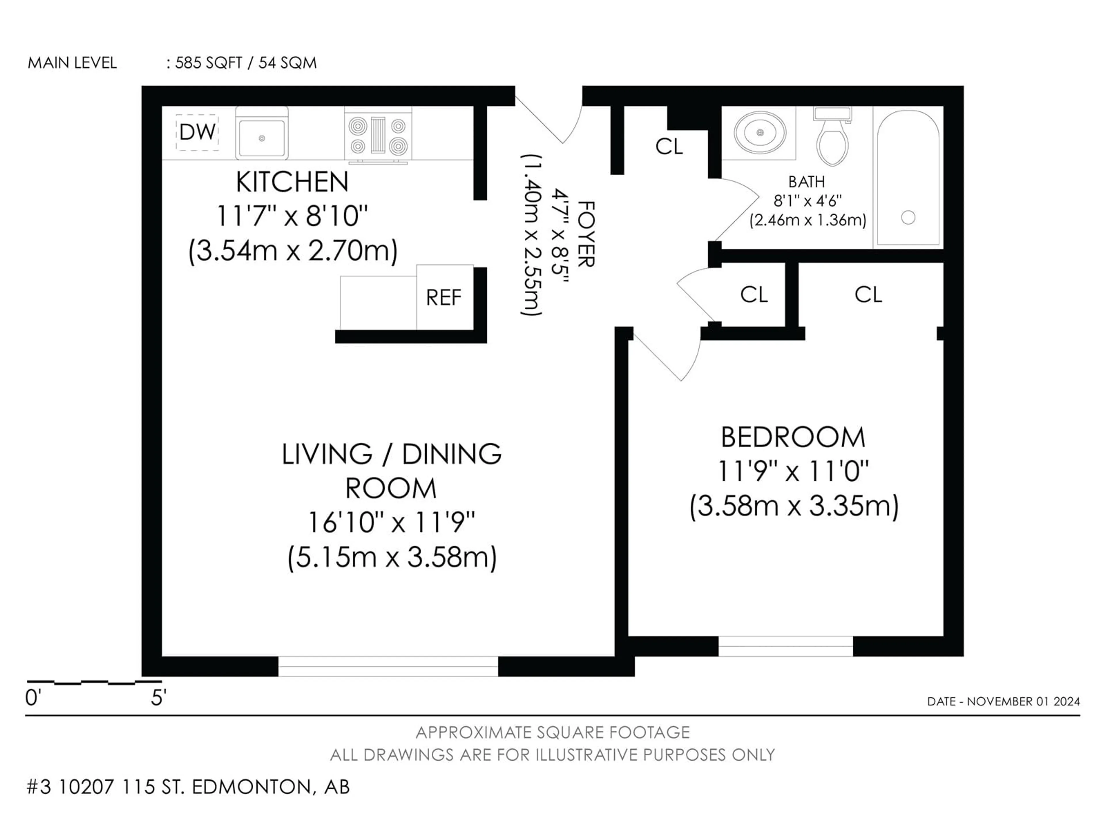 Floor plan for #3 10207 115 ST NW, Edmonton Alberta T5K1T7